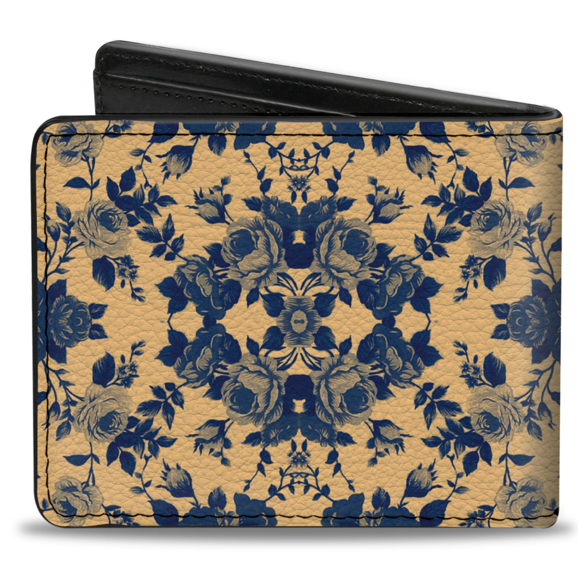 Bi-Fold Wallet - Floral Collage Tan Blue Bi-Fold Wallets Buckle-Down