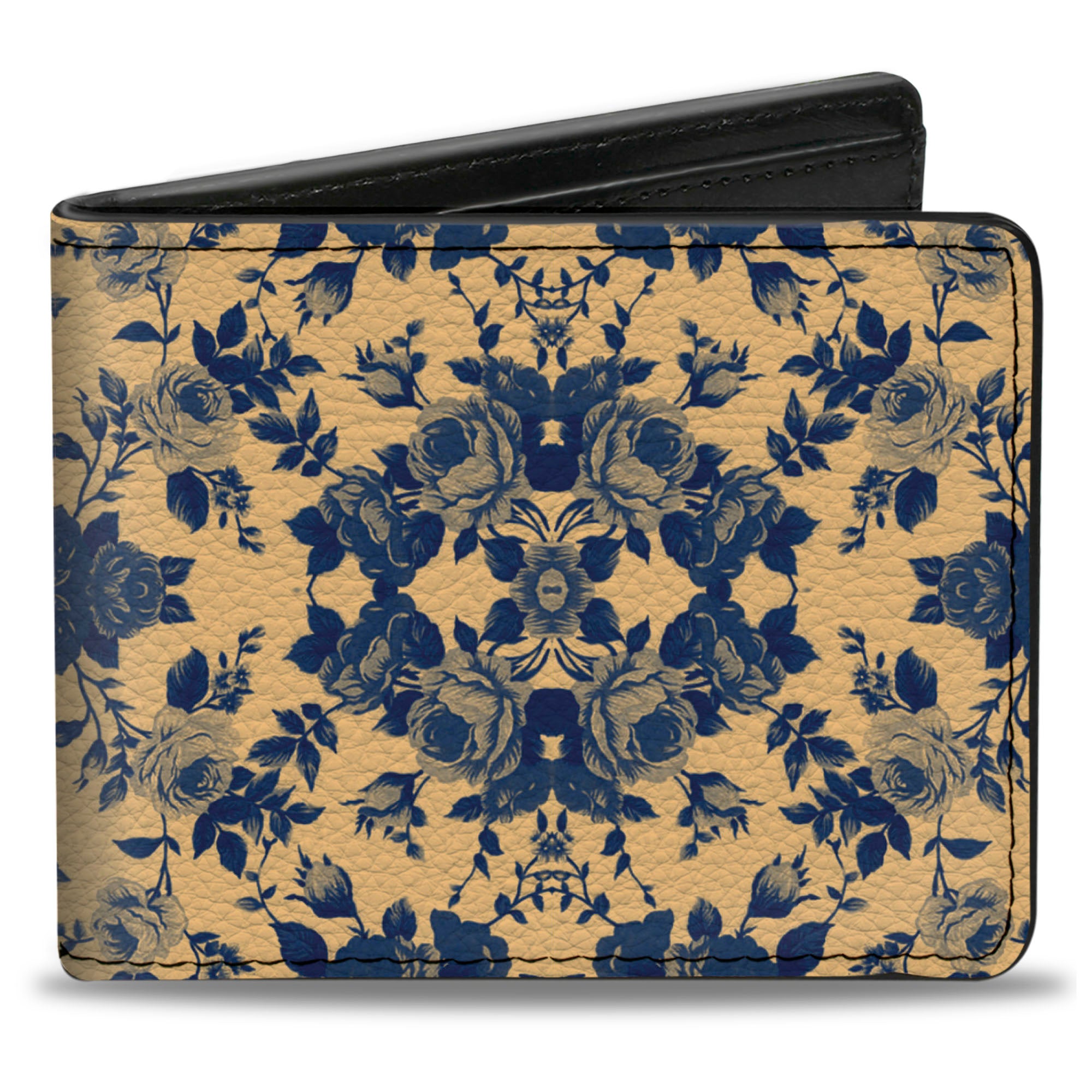 Bi-Fold Wallet - Floral Collage Tan Blue Bi-Fold Wallets Buckle-Down