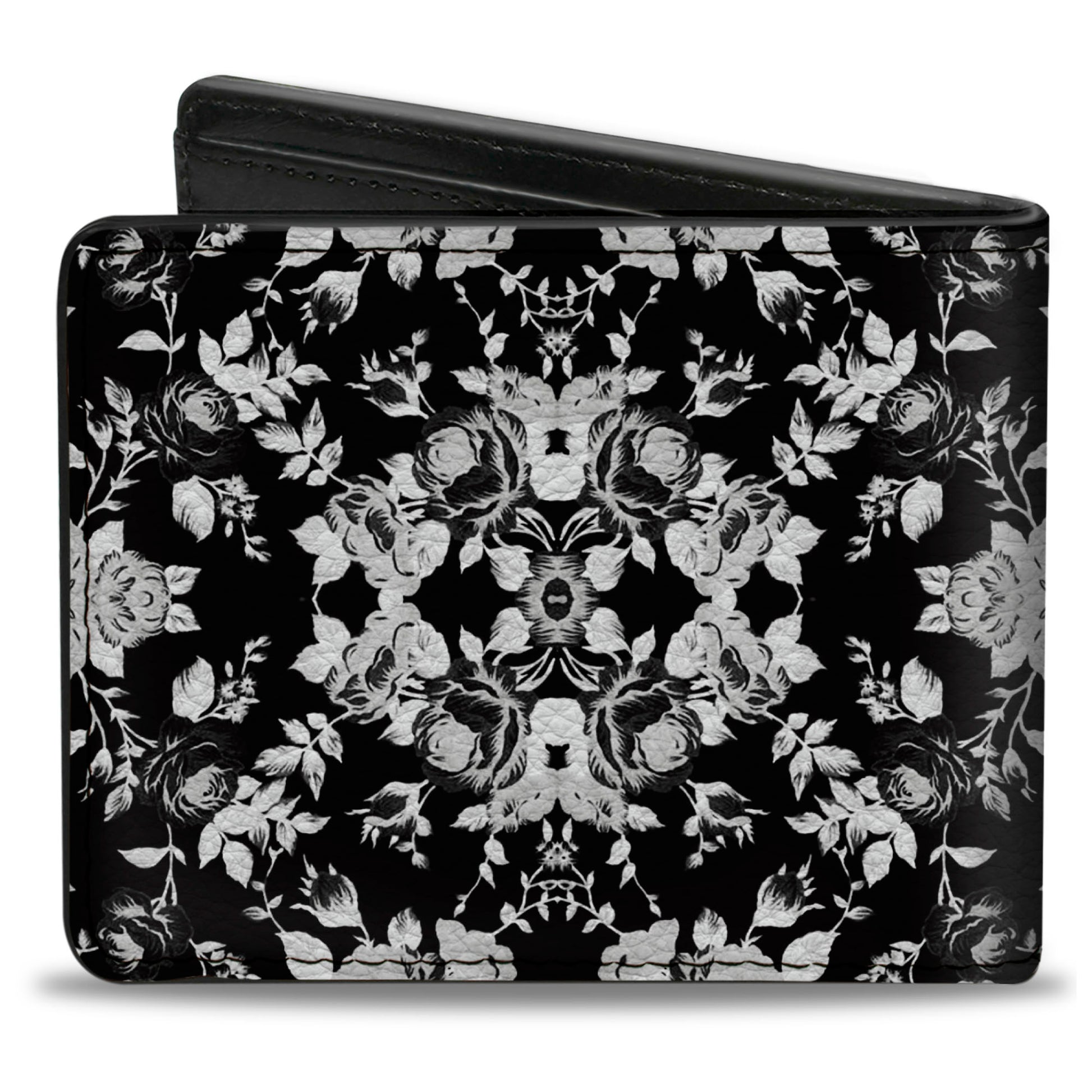 Bi-Fold Wallet - Floral Collage Black Gray White Bi-Fold Wallets Buckle-Down