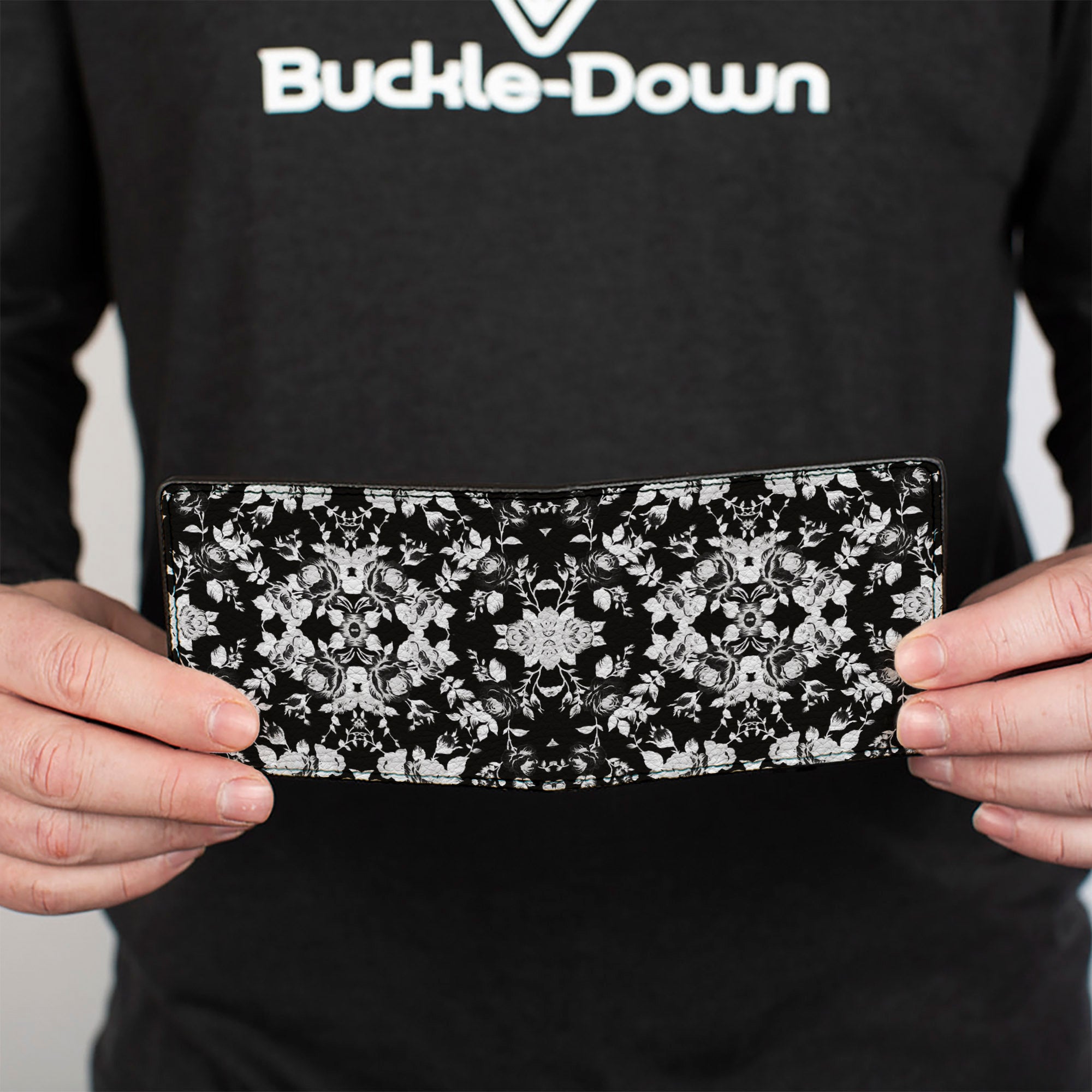Bi-Fold Wallet - Floral Collage Black Gray White Bi-Fold Wallets Buckle-Down