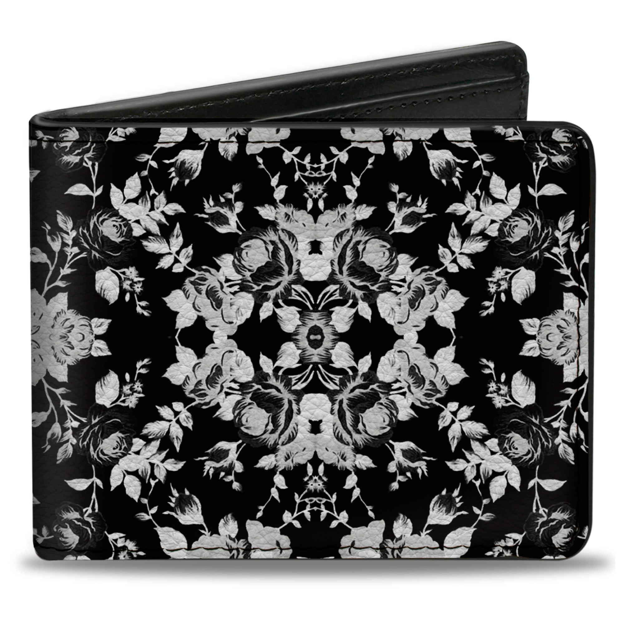 Bi-Fold Wallet - Floral Collage Black Gray White Bi-Fold Wallets Buckle-Down