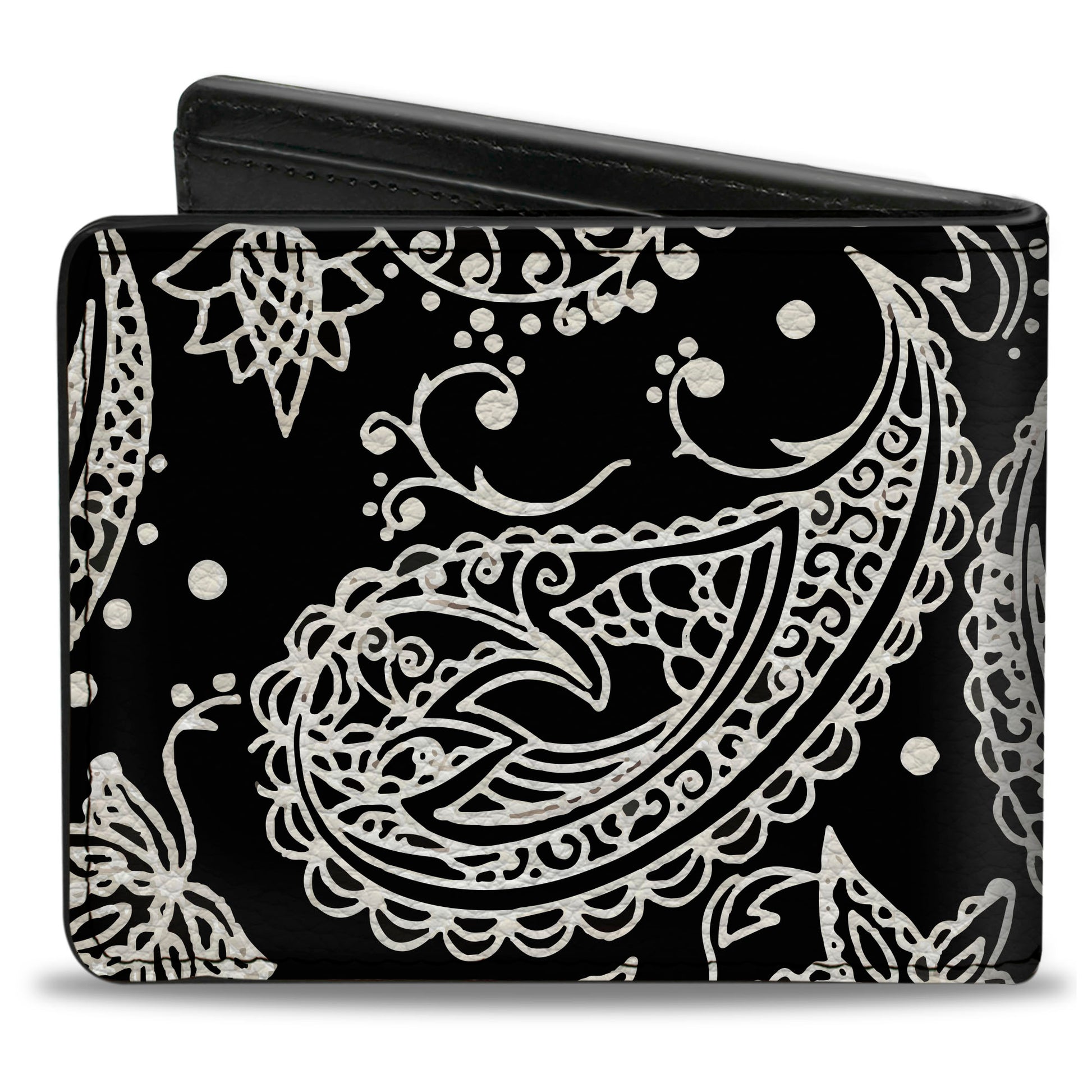 Bi-Fold Wallet - Floral Paisley Black White Bi-Fold Wallets Buckle-Down