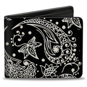 Bi-Fold Wallet - Floral Paisley Black White Bi-Fold Wallets Buckle-Down