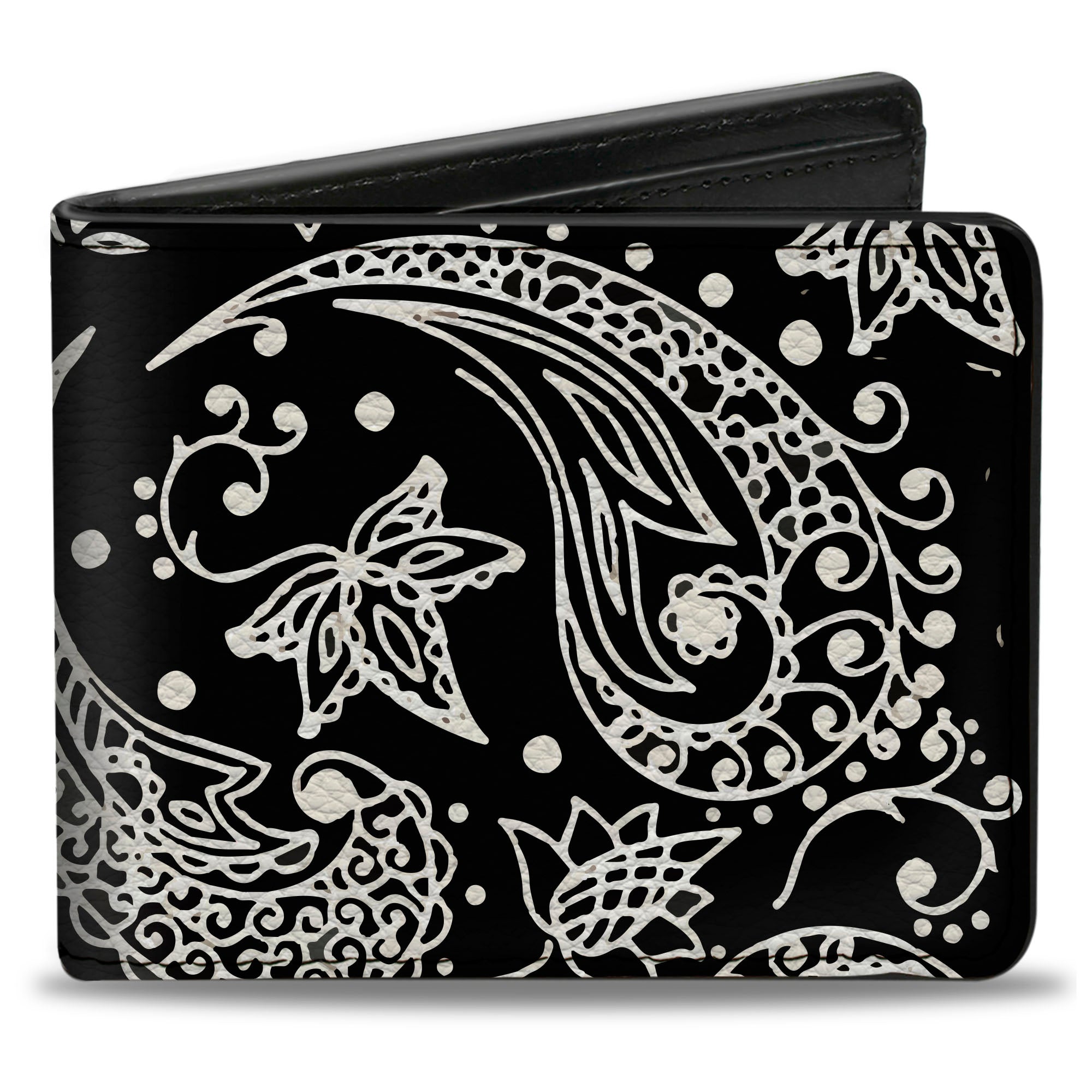 Bi-Fold Wallet - Floral Paisley Black White Bi-Fold Wallets Buckle-Down