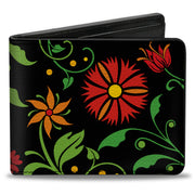 Bi-Fold Wallet - Floral Collage2 Black Red Orange Green Bi-Fold Wallets Buckle-Down