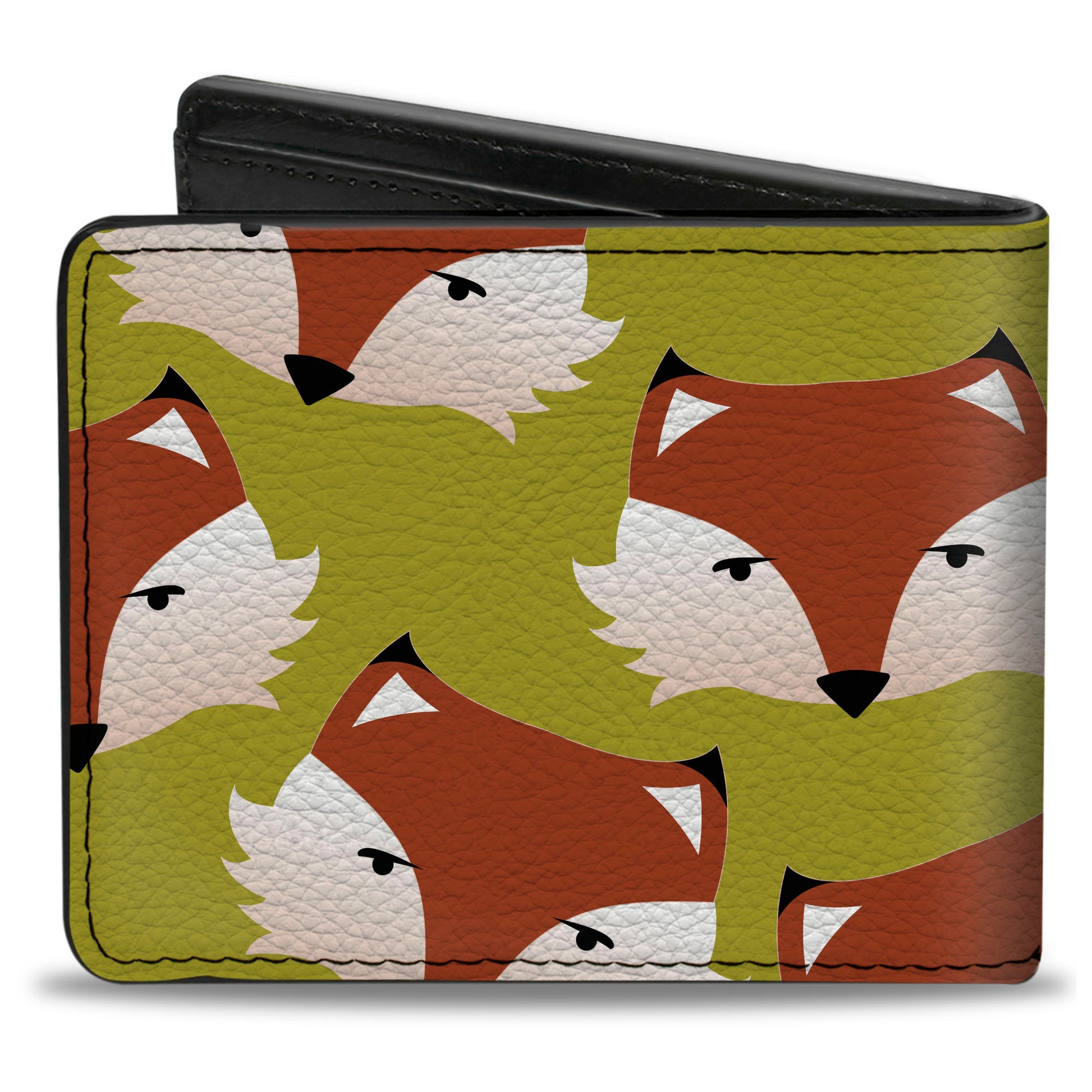 Bi-Fold Wallet - Fox Face Scattered Warm Olive Bi-Fold Wallets Buckle-Down