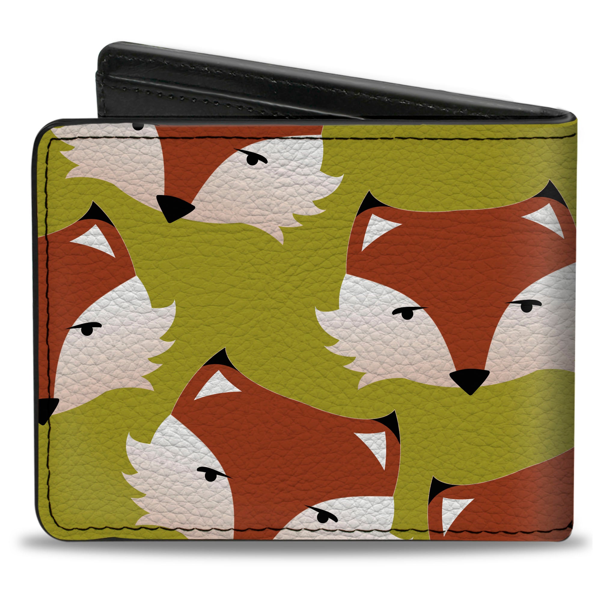 Bi-Fold Wallet - Fox Face Scattered Warm Olive Bi-Fold Wallets Buckle-Down