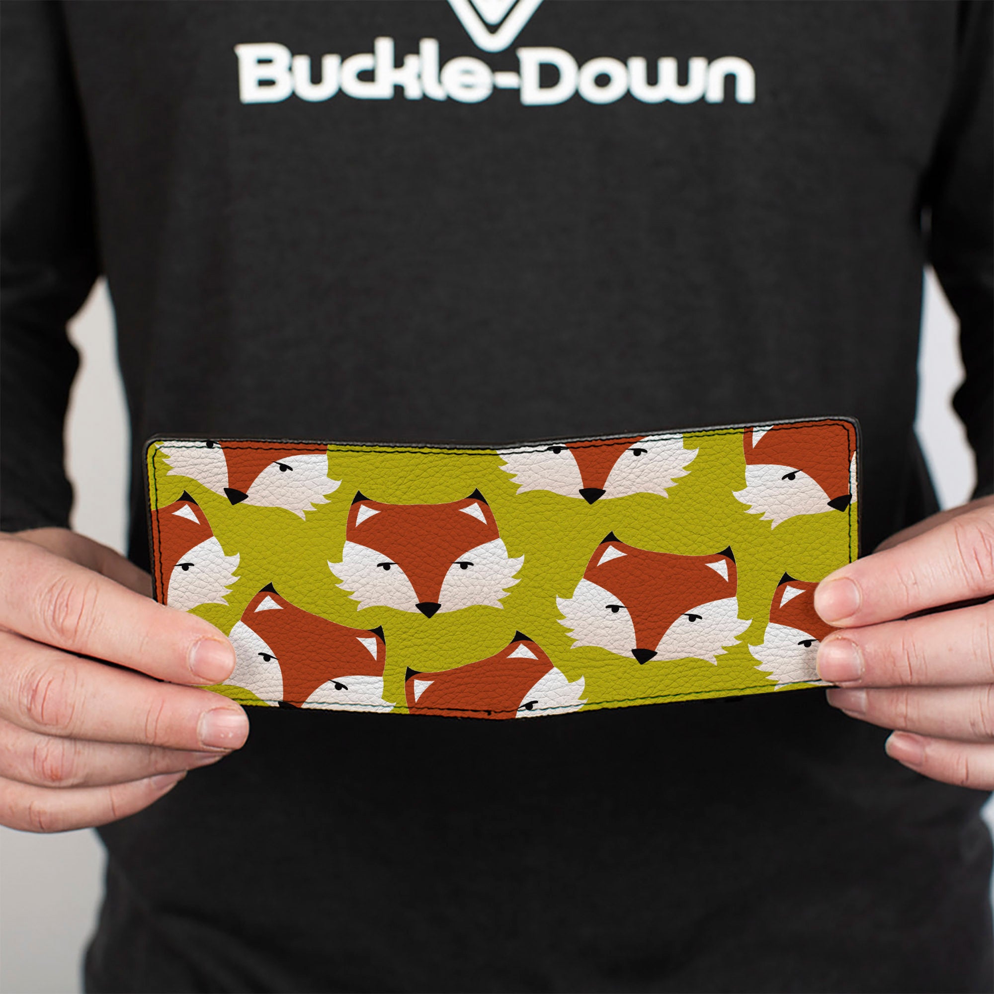 Bi-Fold Wallet - Fox Face Scattered Warm Olive Bi-Fold Wallets Buckle-Down