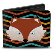 Bi-Fold Wallet - Fox Face Stripes Black Multi Color Bi-Fold Wallets Buckle-Down