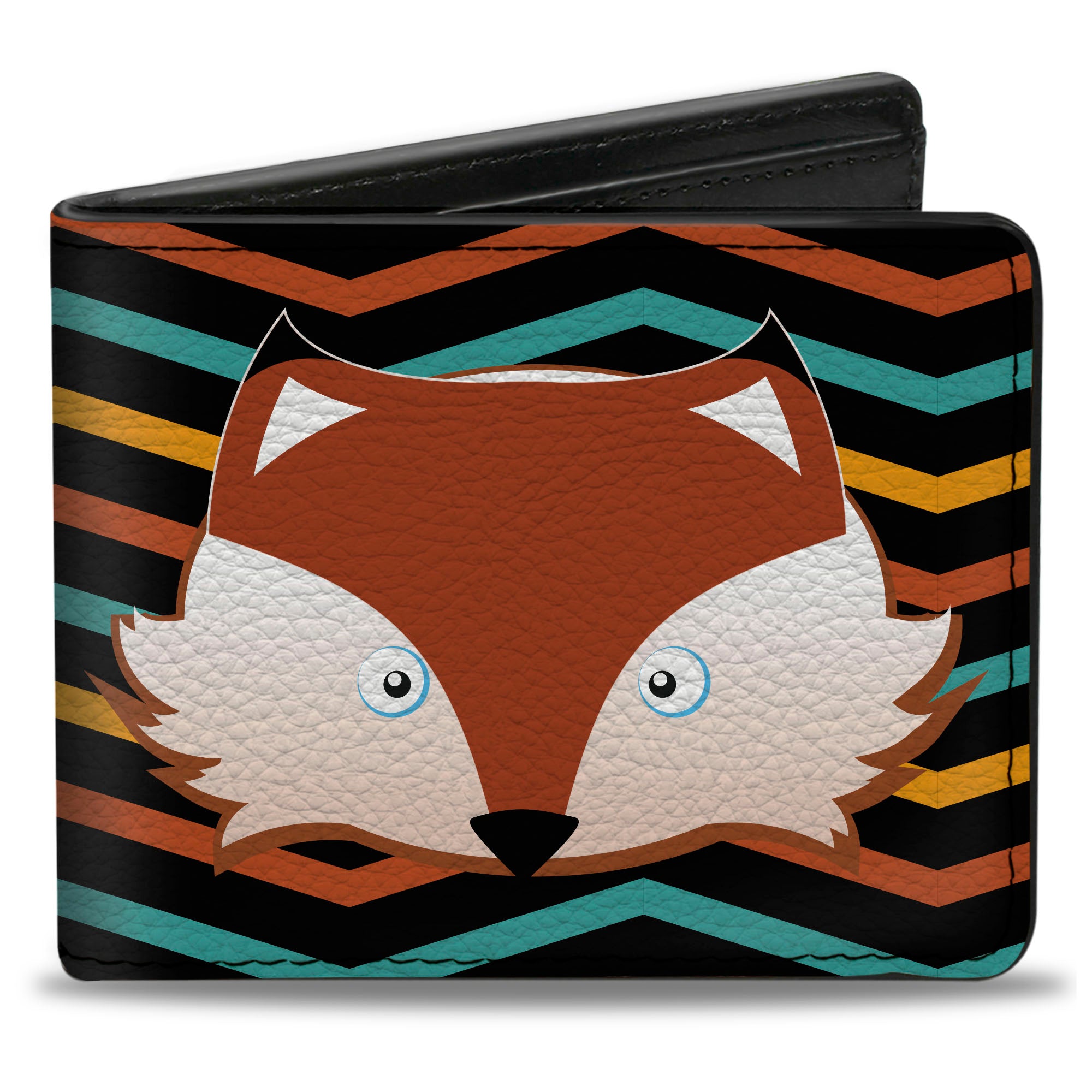 Bi-Fold Wallet - Fox Face Stripes Black Multi Color Bi-Fold Wallets Buckle-Down
