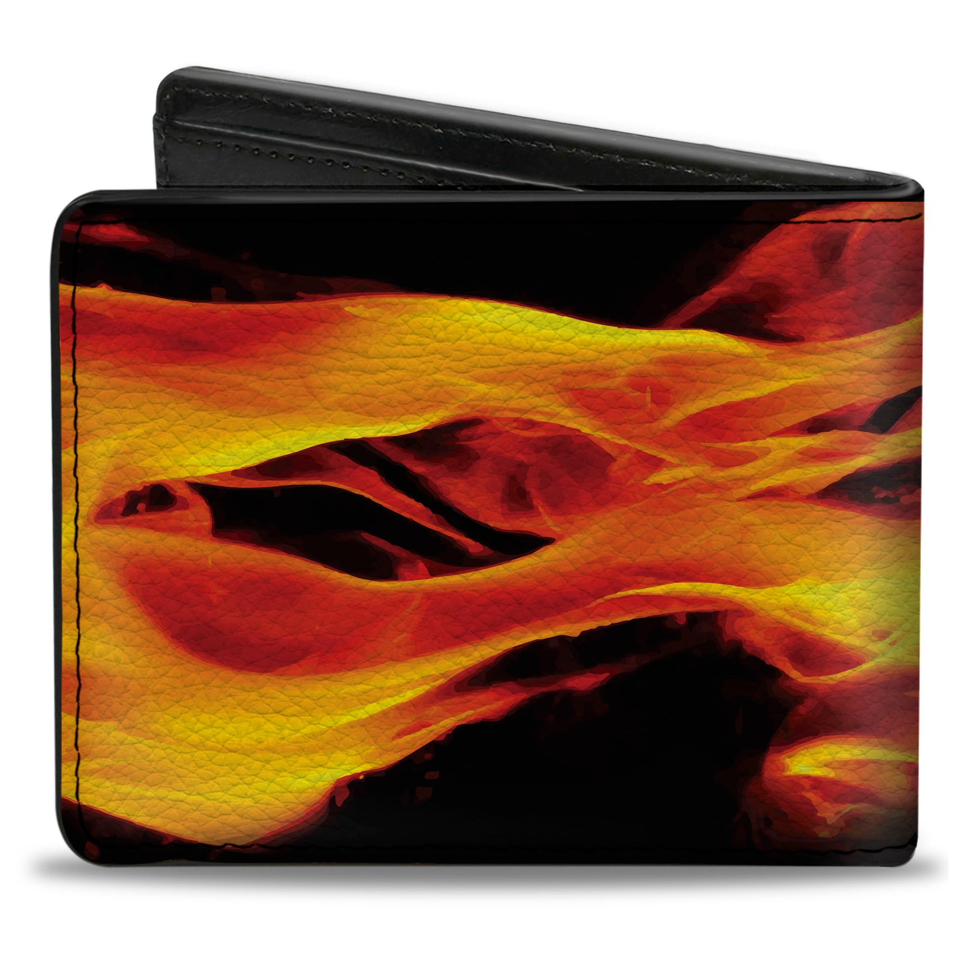 Bi-Fold Wallet - Flames Vivid Black Orange Bi-Fold Wallets Buckle-Down