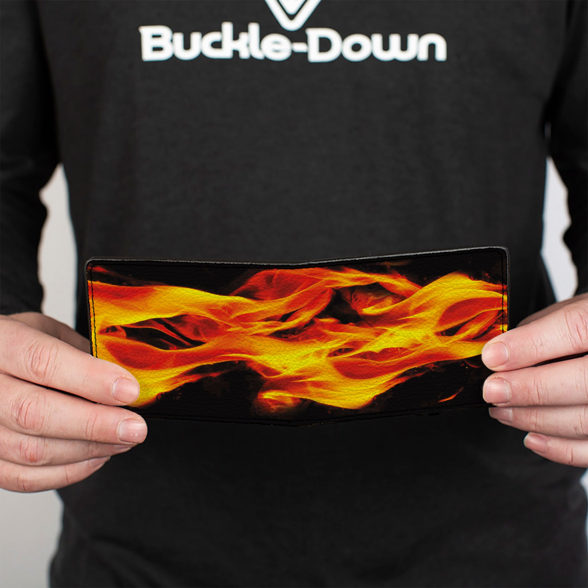 Bi-Fold Wallet - Flames Vivid Black Orange Bi-Fold Wallets Buckle-Down