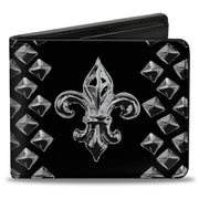 Bi-Fold Wallet - Fleur-de-Lis Studs Black Grays Bi-Fold Wallets Buckle-Down