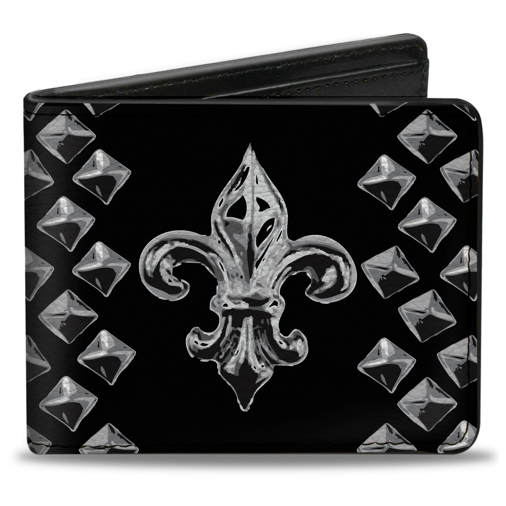 Bi-Fold Wallet - Fleur-de-Lis Studs Black Grays Bi-Fold Wallets Buckle-Down