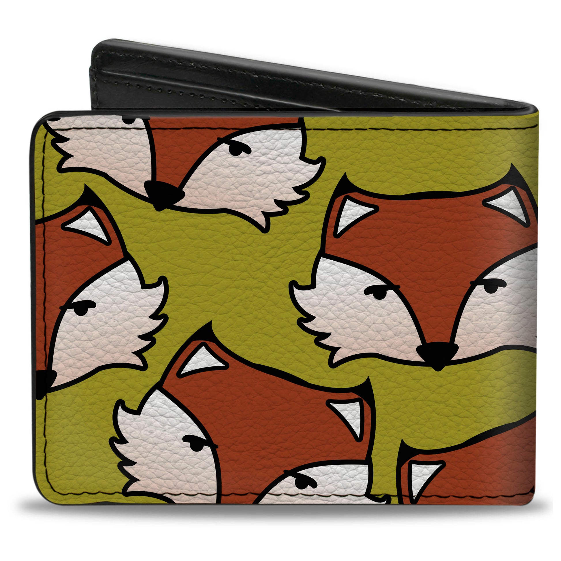Bi-Fold Wallet - Fox Face Scattered Warm Olive2 Bi-Fold Wallets Buckle-Down