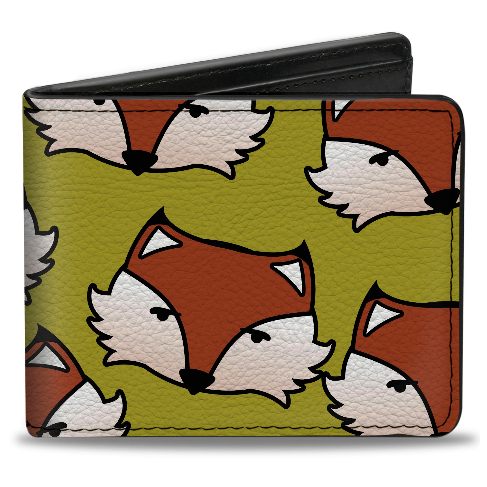 Bi-Fold Wallet - Fox Face Scattered Warm Olive2 Bi-Fold Wallets Buckle-Down