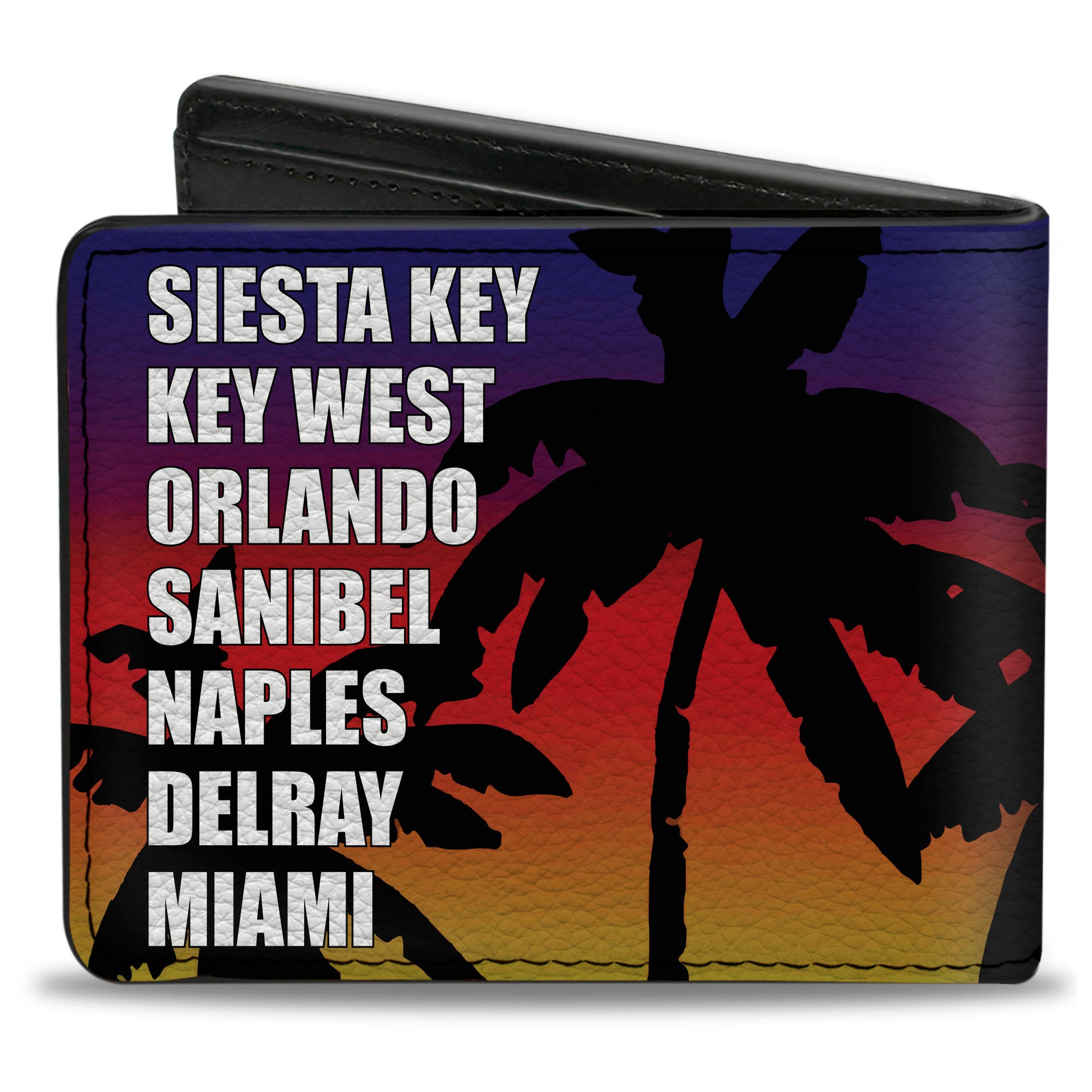 Bi-Fold Wallet - Florida Cities Palm Tree Sunset White Bi-Fold Wallets Buckle-Down