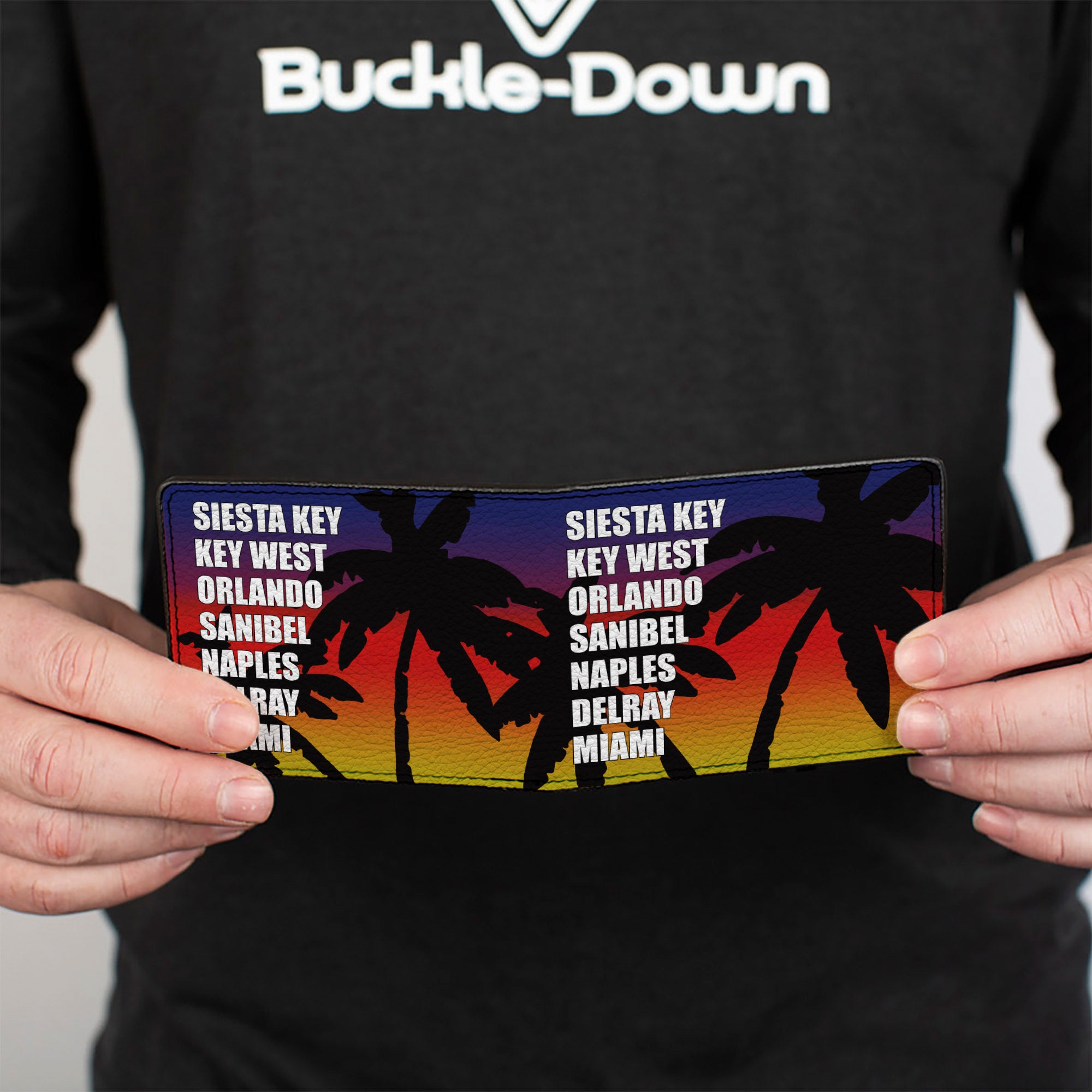 Bi-Fold Wallet - Florida Cities Palm Tree Sunset White Bi-Fold Wallets Buckle-Down