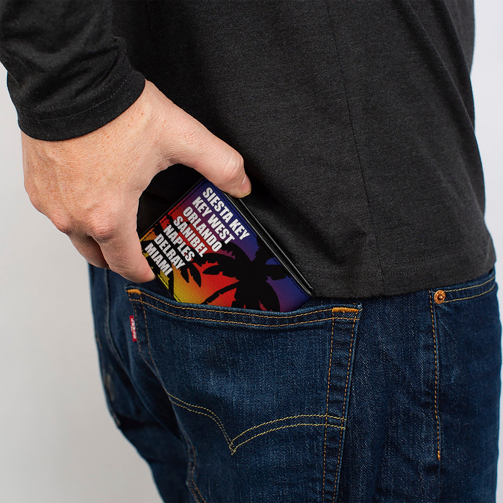 Bi-Fold Wallet - Florida Cities Palm Tree Sunset White Bi-Fold Wallets Buckle-Down