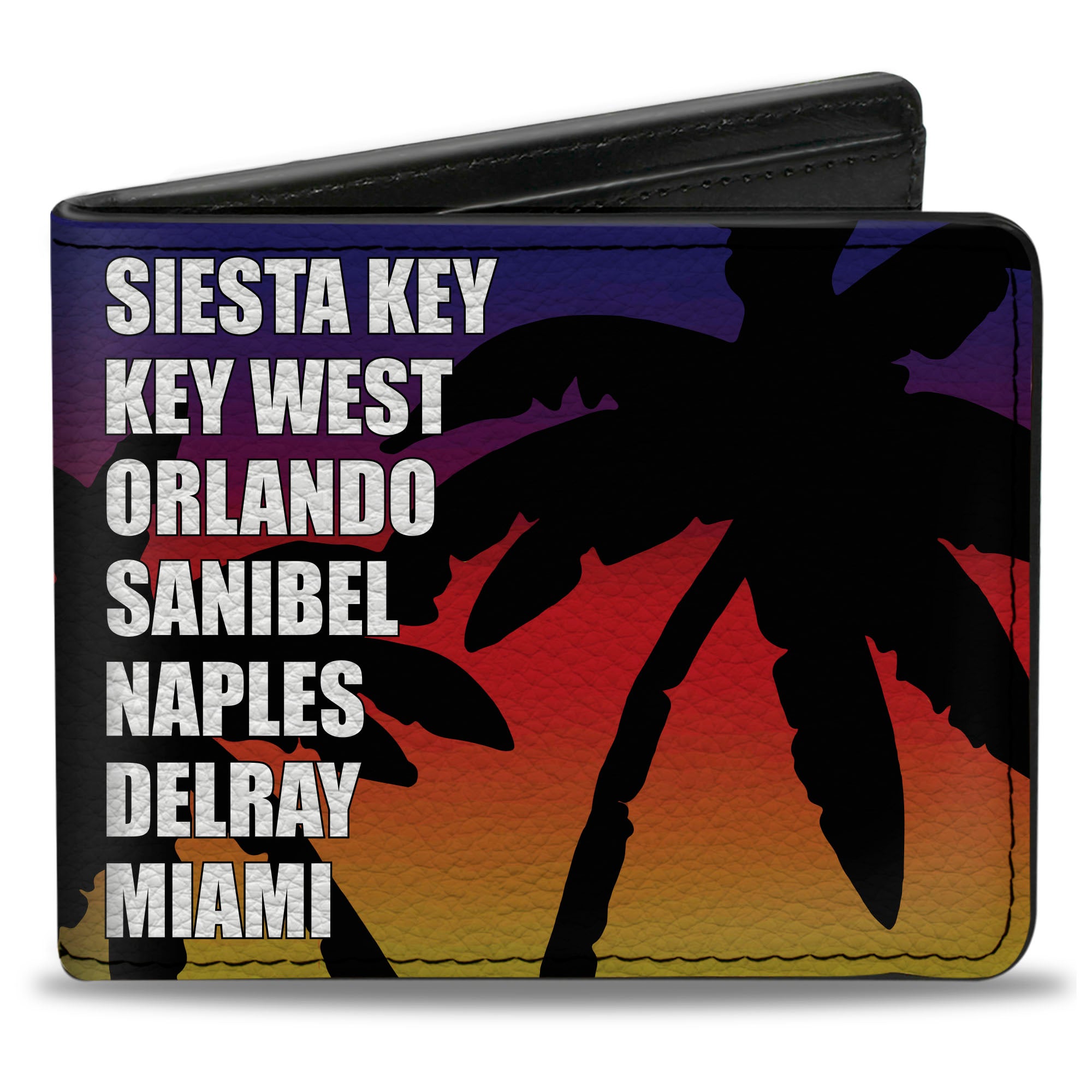 Bi-Fold Wallet - Florida Cities Palm Tree Sunset White Bi-Fold Wallets Buckle-Down