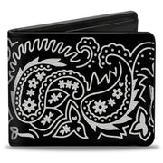 Bi-Fold Wallet - Floral Paisley2 Black White Bi-Fold Wallets Buckle-Down