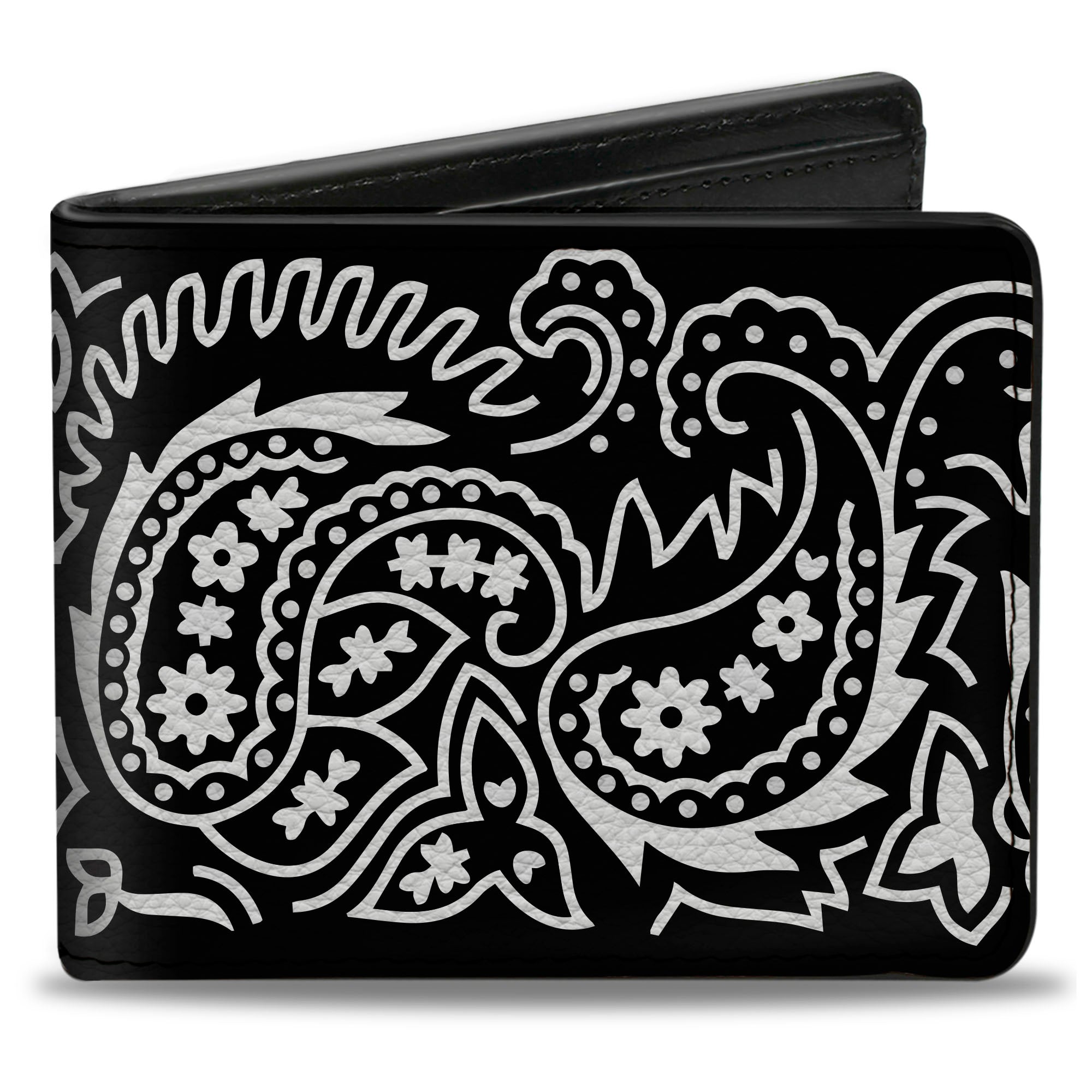 Bi-Fold Wallet - Floral Paisley2 Black White Bi-Fold Wallets Buckle-Down
