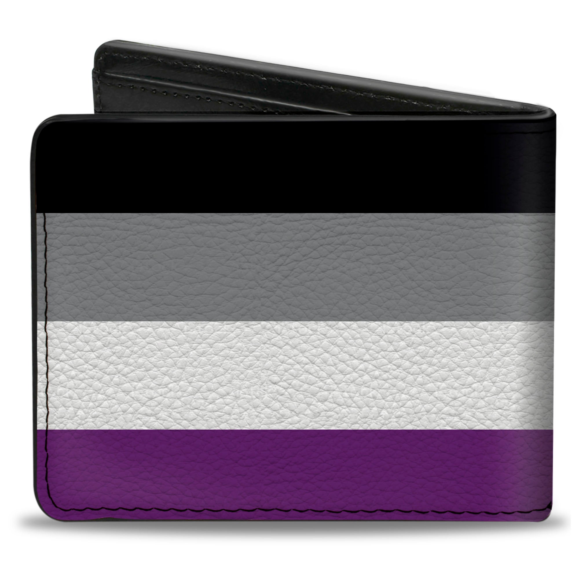 Bi-Fold Wallet - Flag Asexual Black Gray White Purple Bi-Fold Wallets Buckle-Down