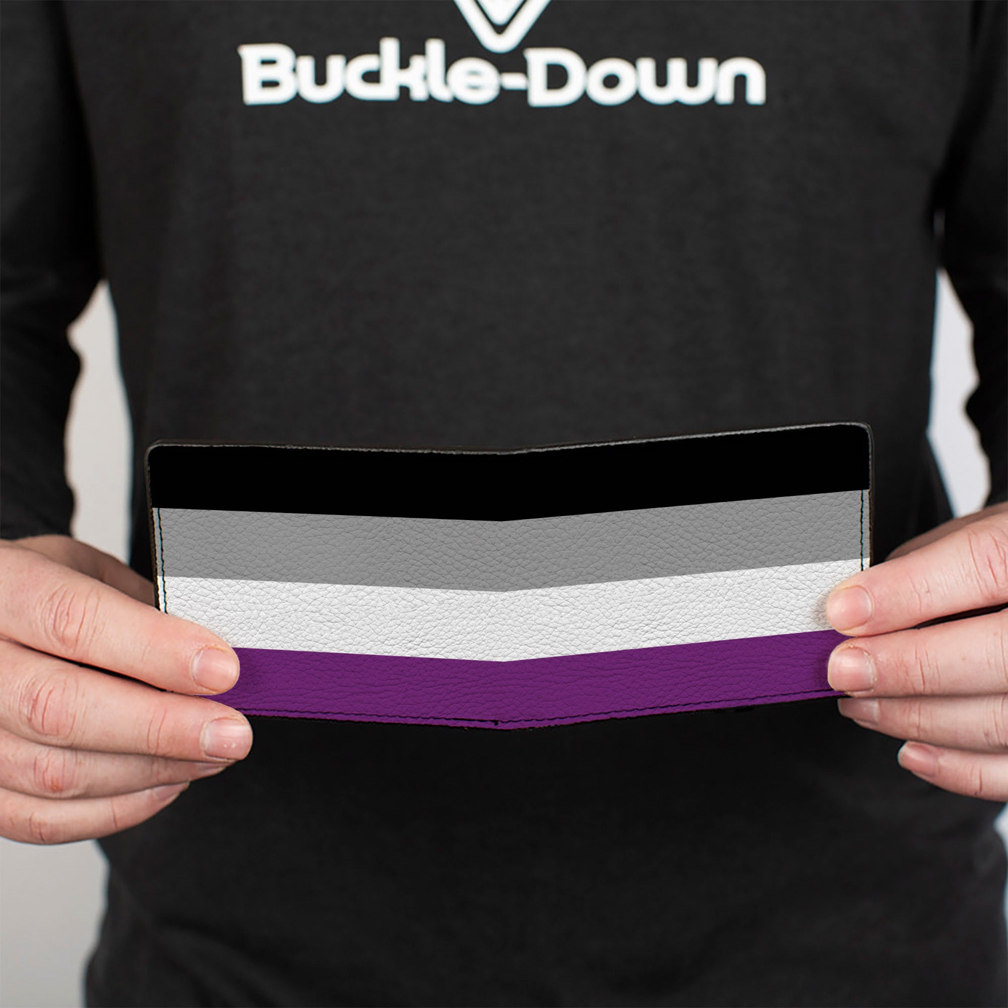 Bi-Fold Wallet - Flag Asexual Black Gray White Purple Bi-Fold Wallets Buckle-Down