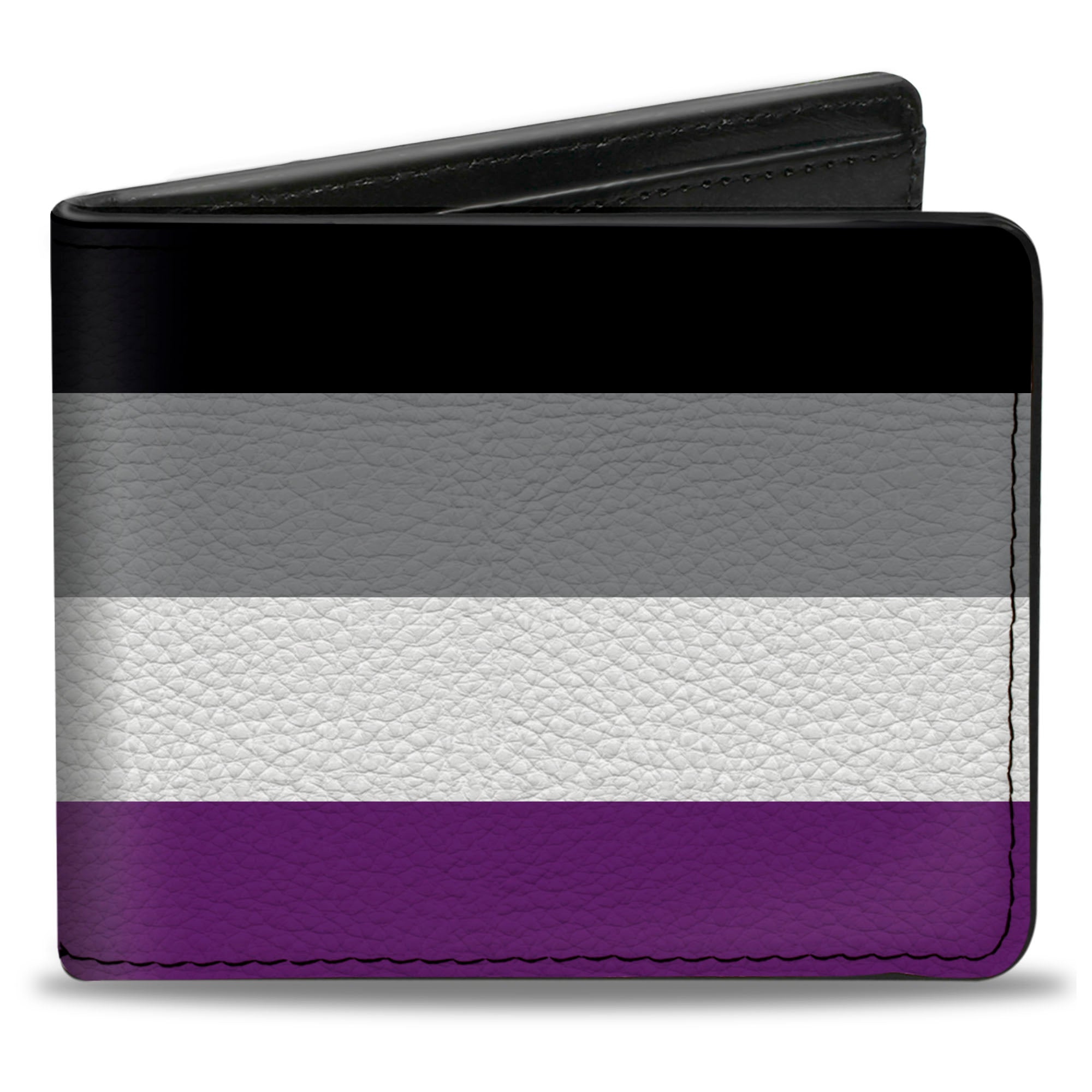 Bi-Fold Wallet - Flag Asexual Black Gray White Purple Bi-Fold Wallets Buckle-Down