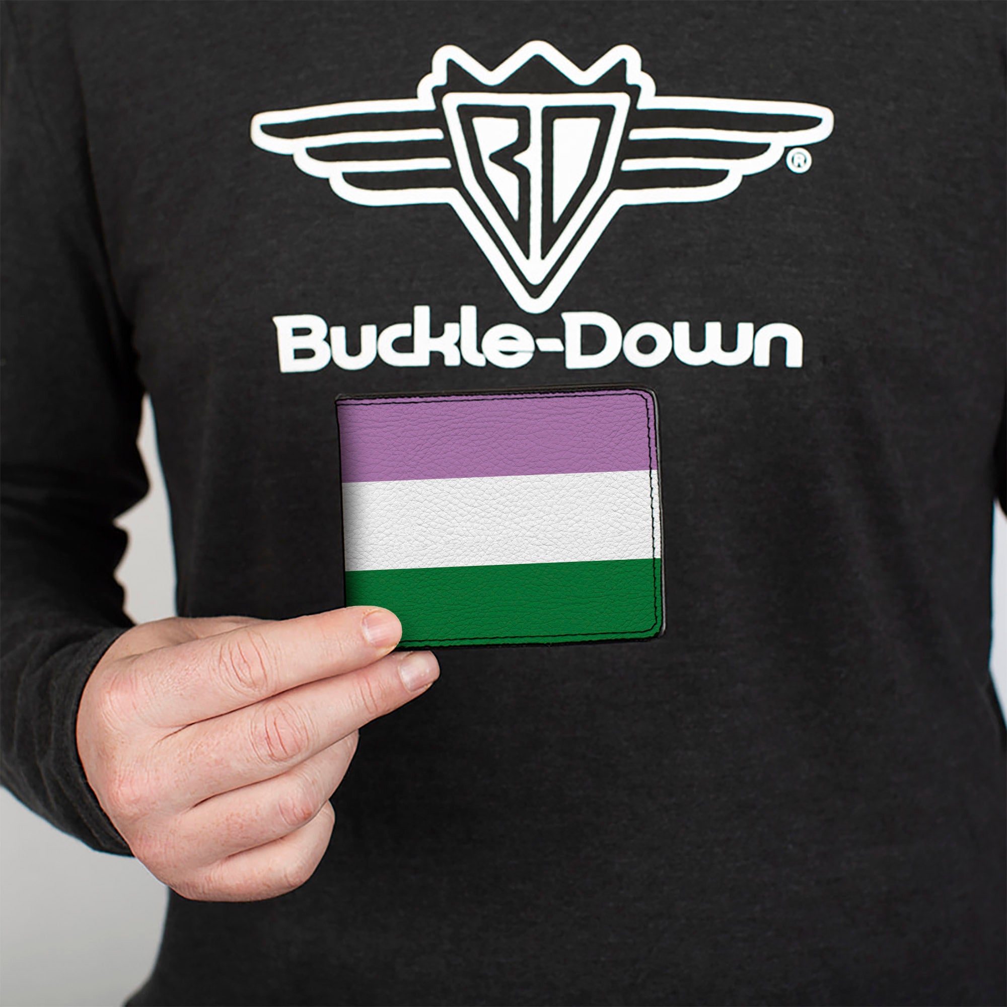 Bi-Fold Wallet - Flag Genderqueer Lavender White Green Bi-Fold Wallets Buckle-Down