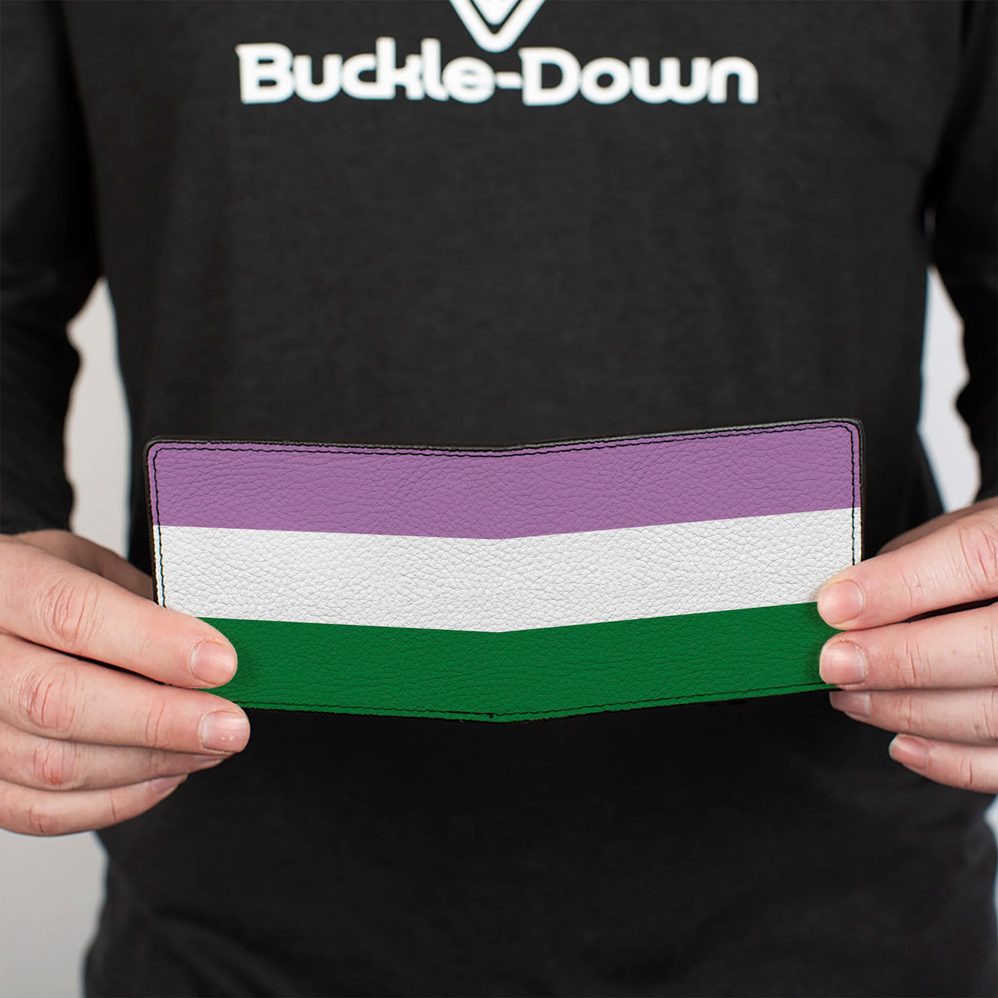 Bi-Fold Wallet - Flag Genderqueer Lavender White Green Bi-Fold Wallets Buckle-Down