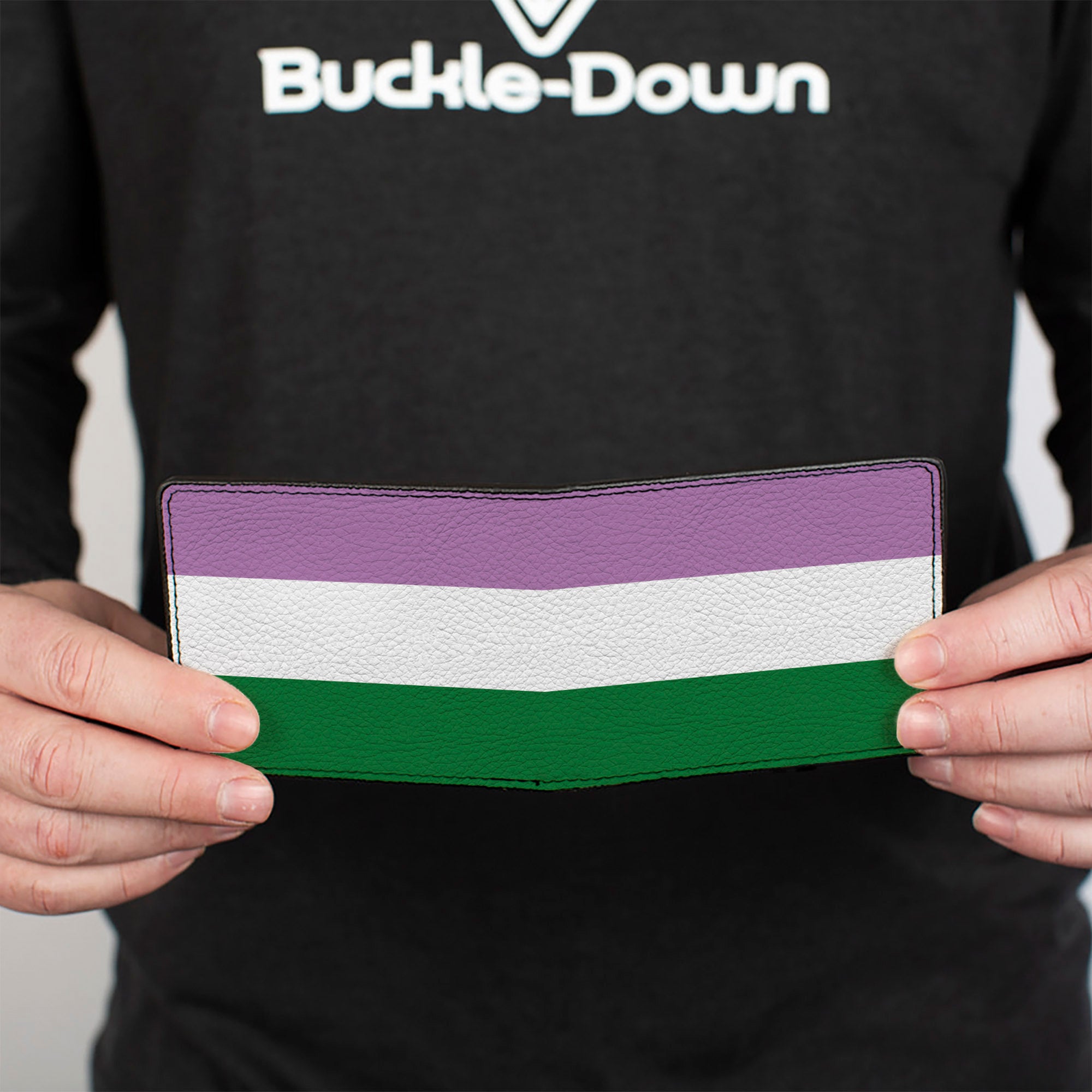 Bi-Fold Wallet - Flag Genderqueer Lavender White Green Bi-Fold Wallets Buckle-Down