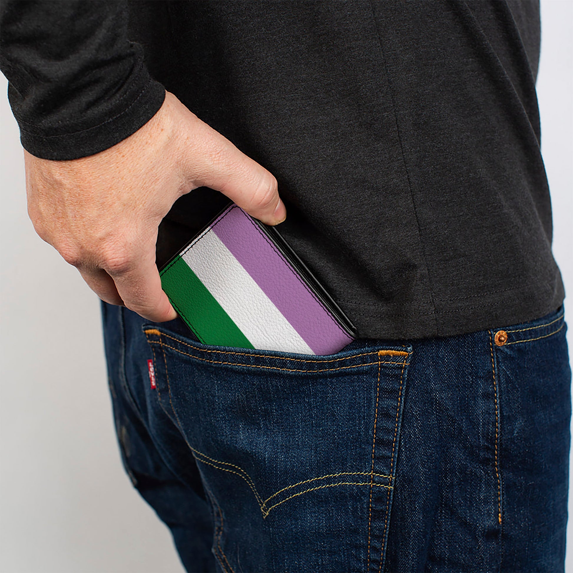 Bi-Fold Wallet - Flag Genderqueer Lavender White Green Bi-Fold Wallets Buckle-Down