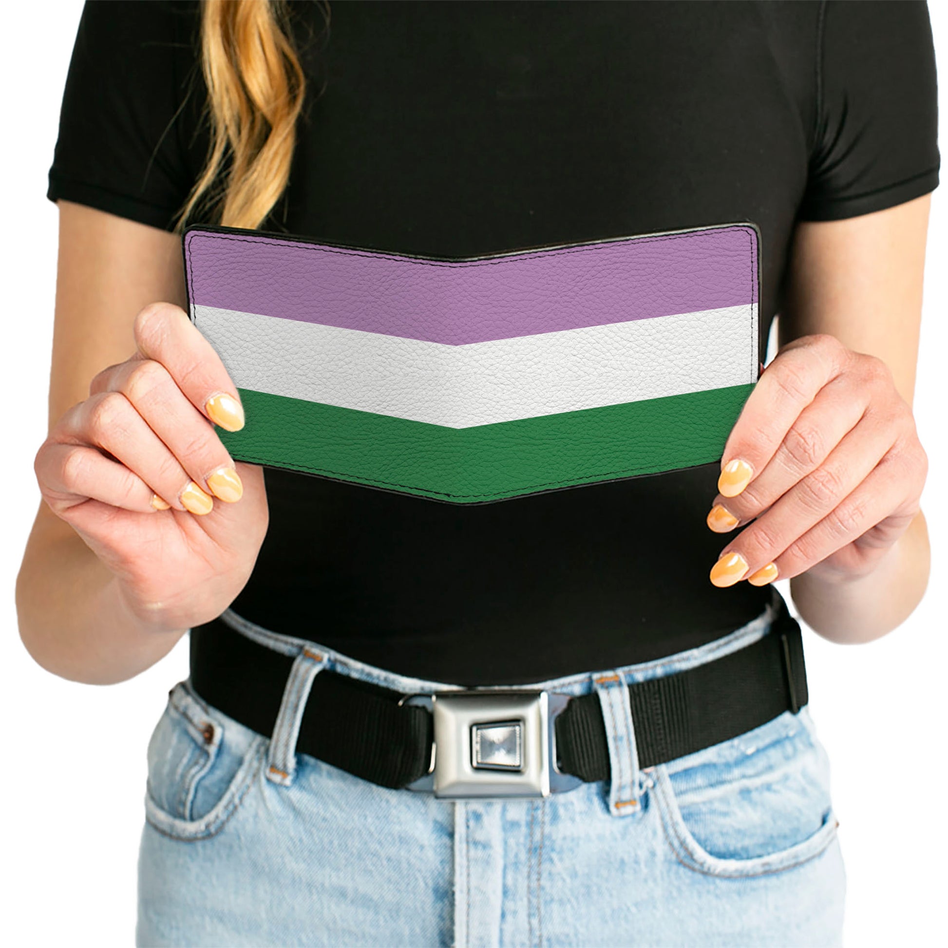 Bi-Fold Wallet - Flag Genderqueer Lavender White Green Bi-Fold Wallets Buckle-Down