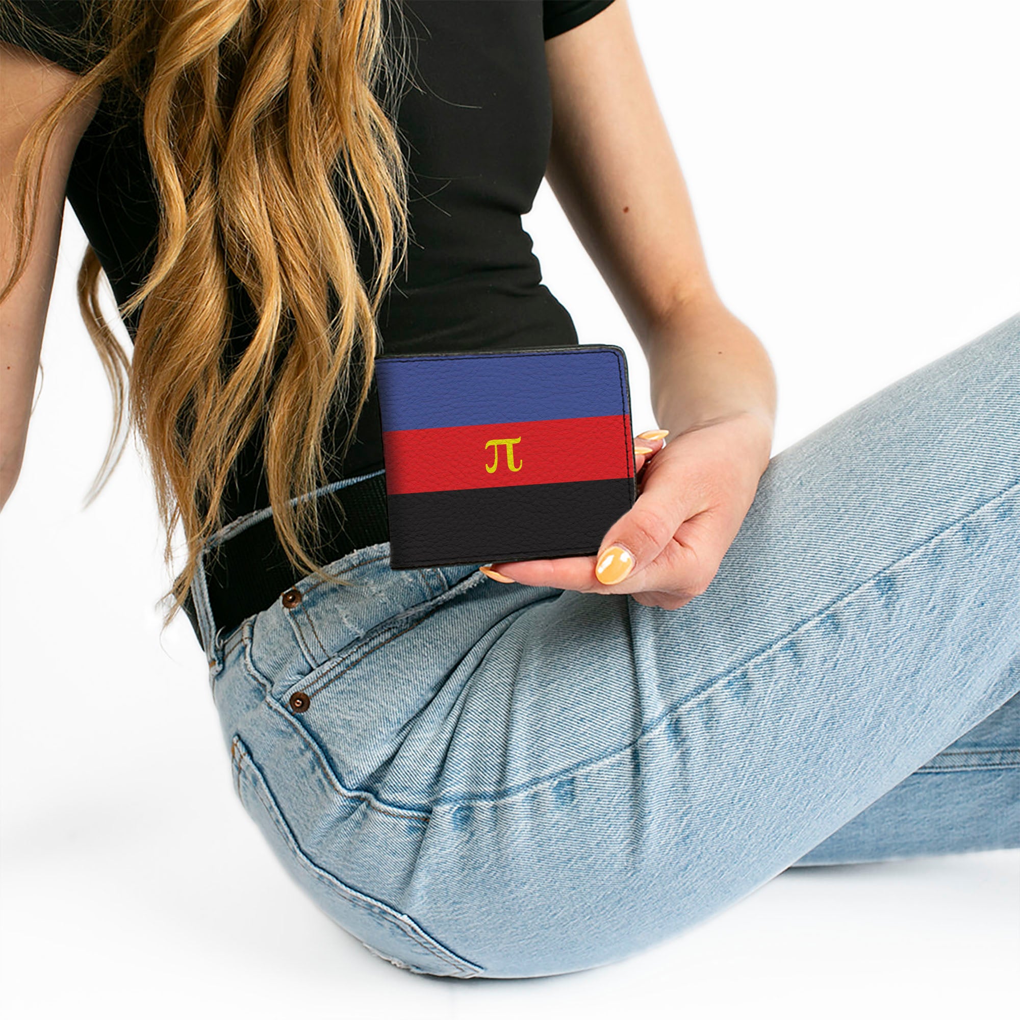 Bi-Fold Wallet - Flag Polyamorous Pi Symbol Blue Red Black Yellow Bi-Fold Wallets Buckle-Down