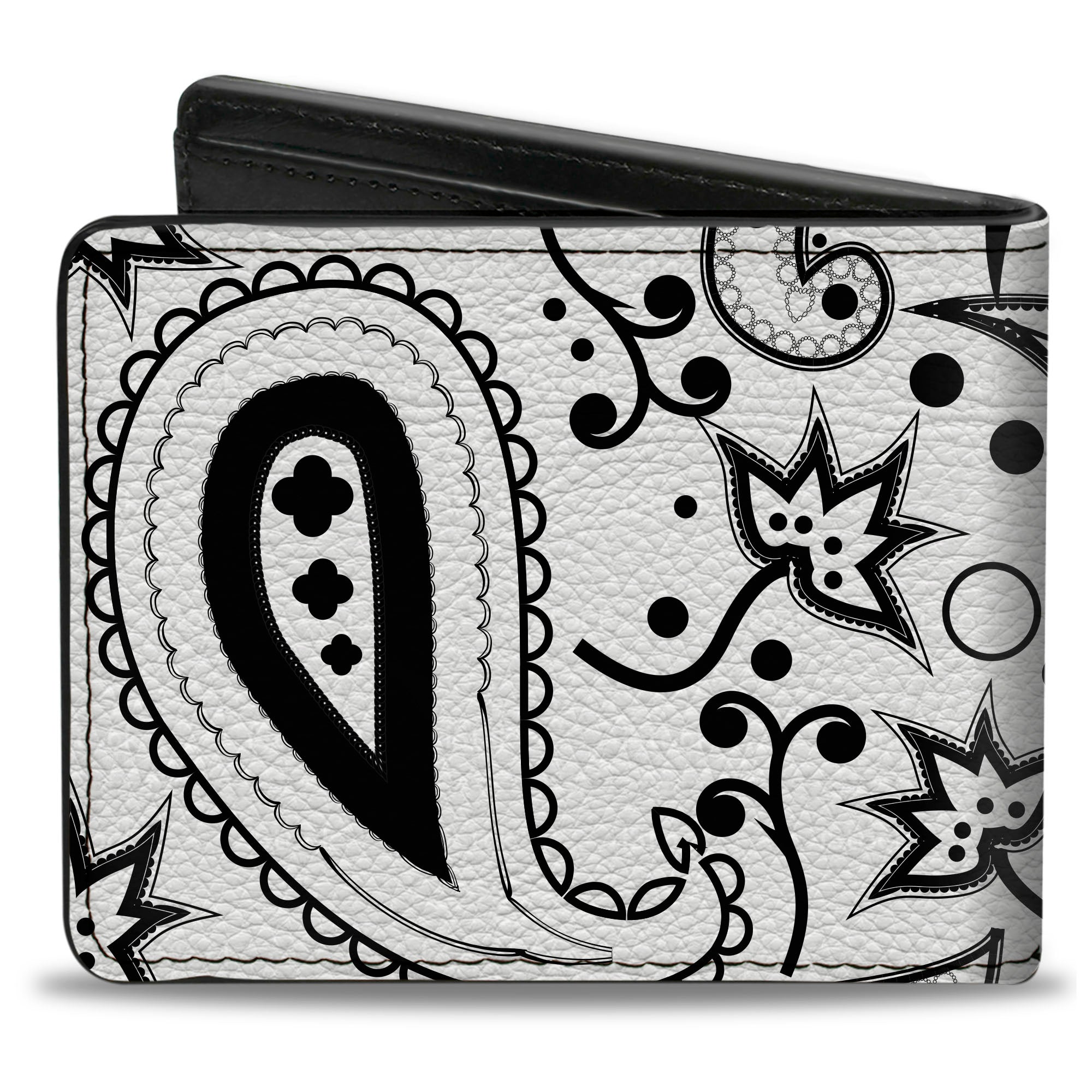 Bi-Fold Wallet - Floral Paisley3 White Black Bi-Fold Wallets Buckle-Down