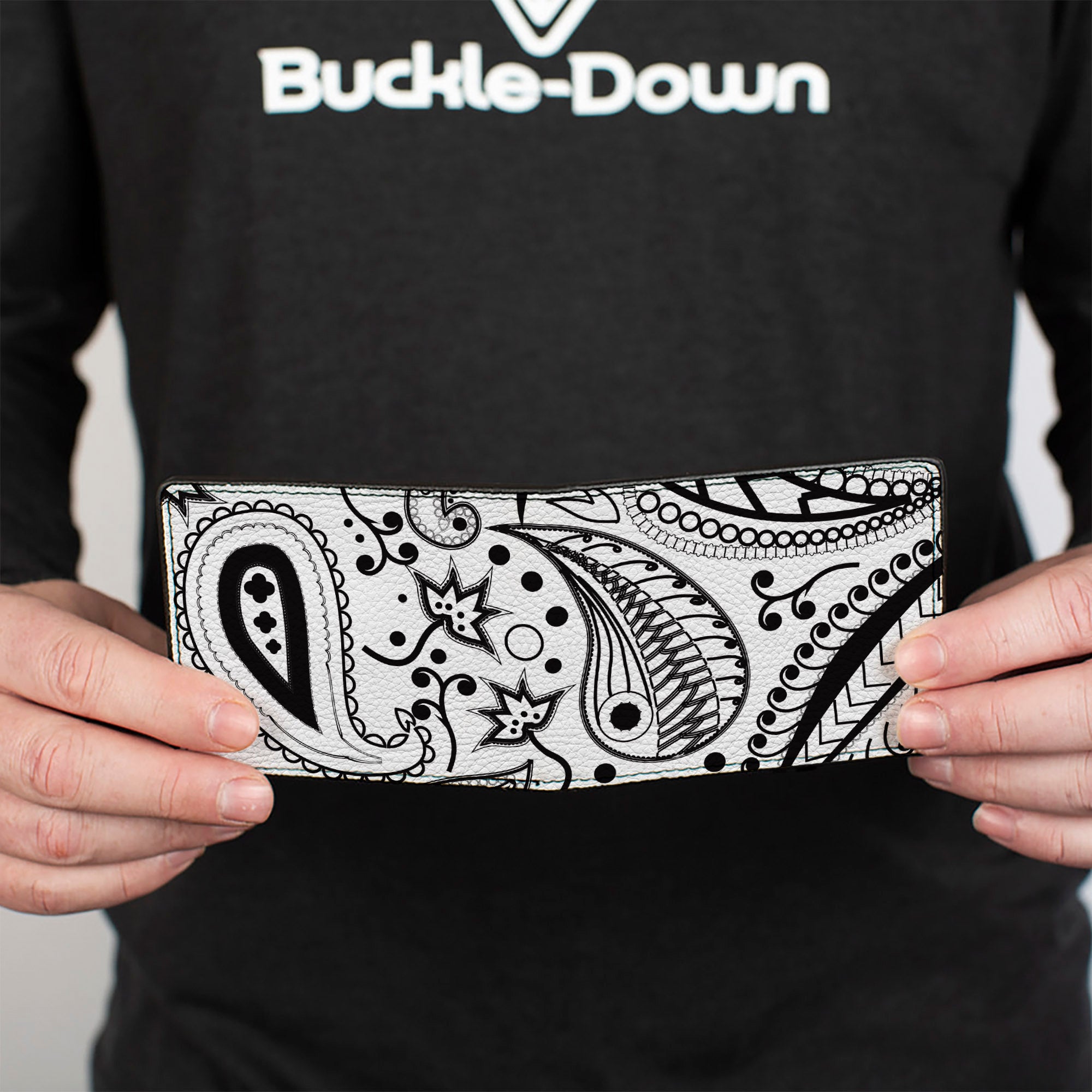 Bi-Fold Wallet - Floral Paisley3 White Black Bi-Fold Wallets Buckle-Down