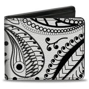 Bi-Fold Wallet - Floral Paisley3 White Black Bi-Fold Wallets Buckle-Down