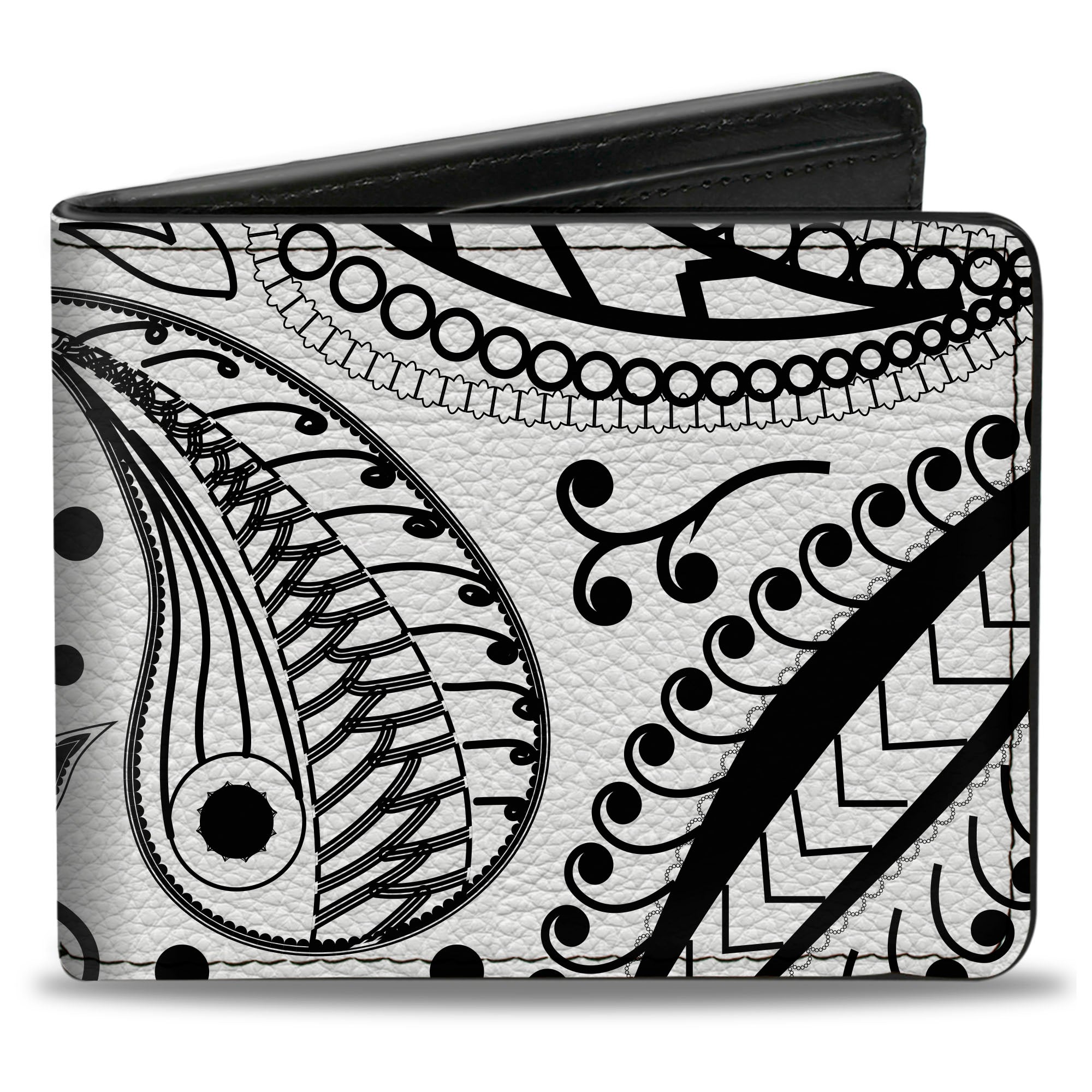 Bi-Fold Wallet - Floral Paisley3 White Black Bi-Fold Wallets Buckle-Down