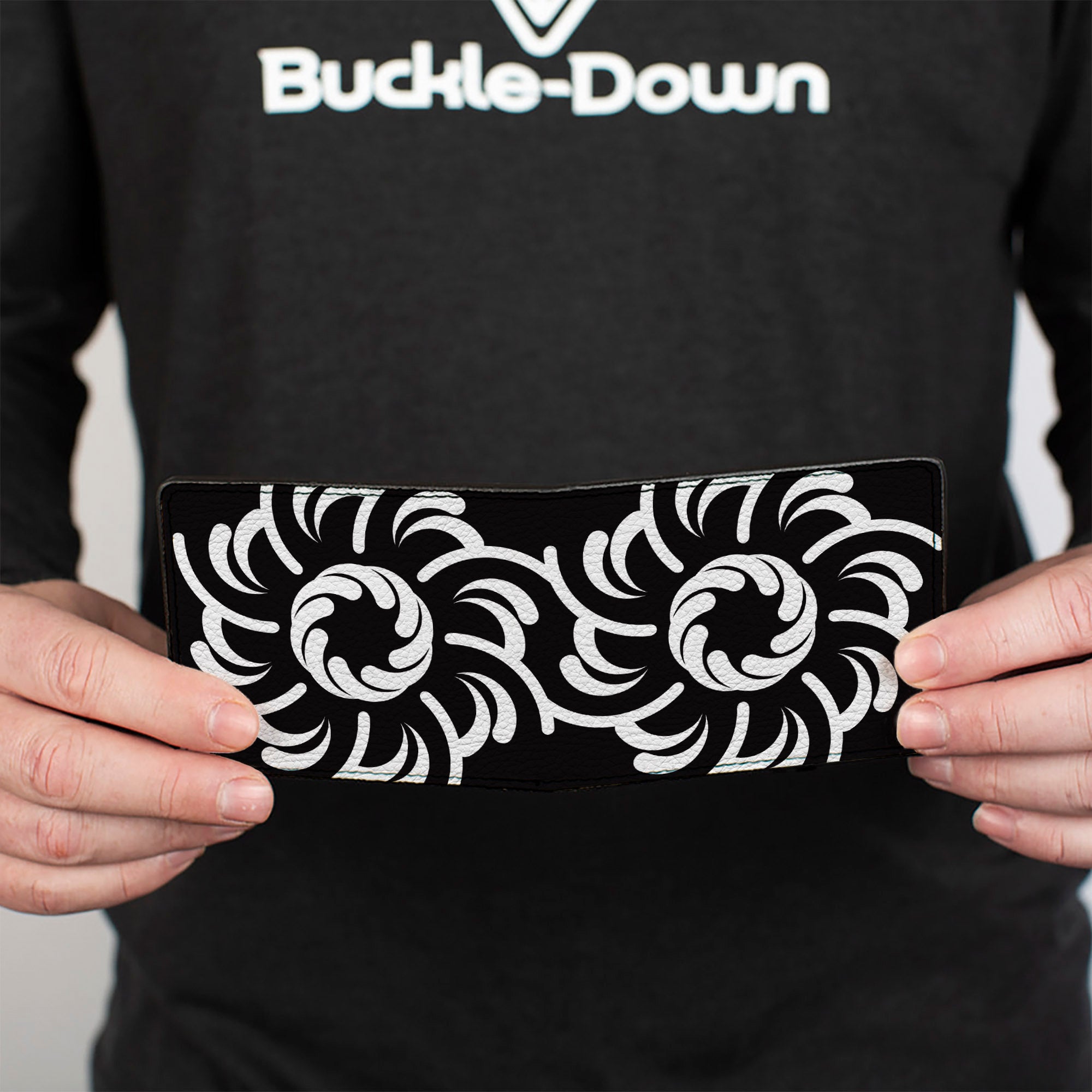 Bi-Fold Wallet - Floral Pinwheel Black White Bi-Fold Wallets Buckle-Down