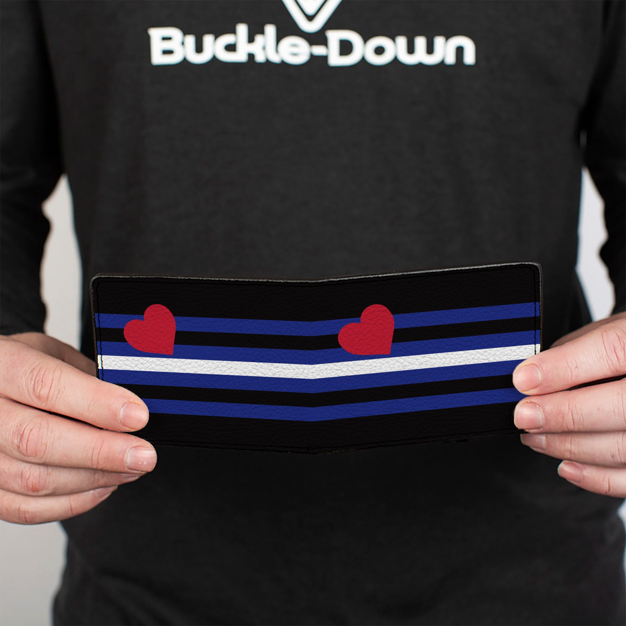 Bi-Fold Wallet - Flag Leather Black Blue Red White Bi-Fold Wallets Buckle-Down