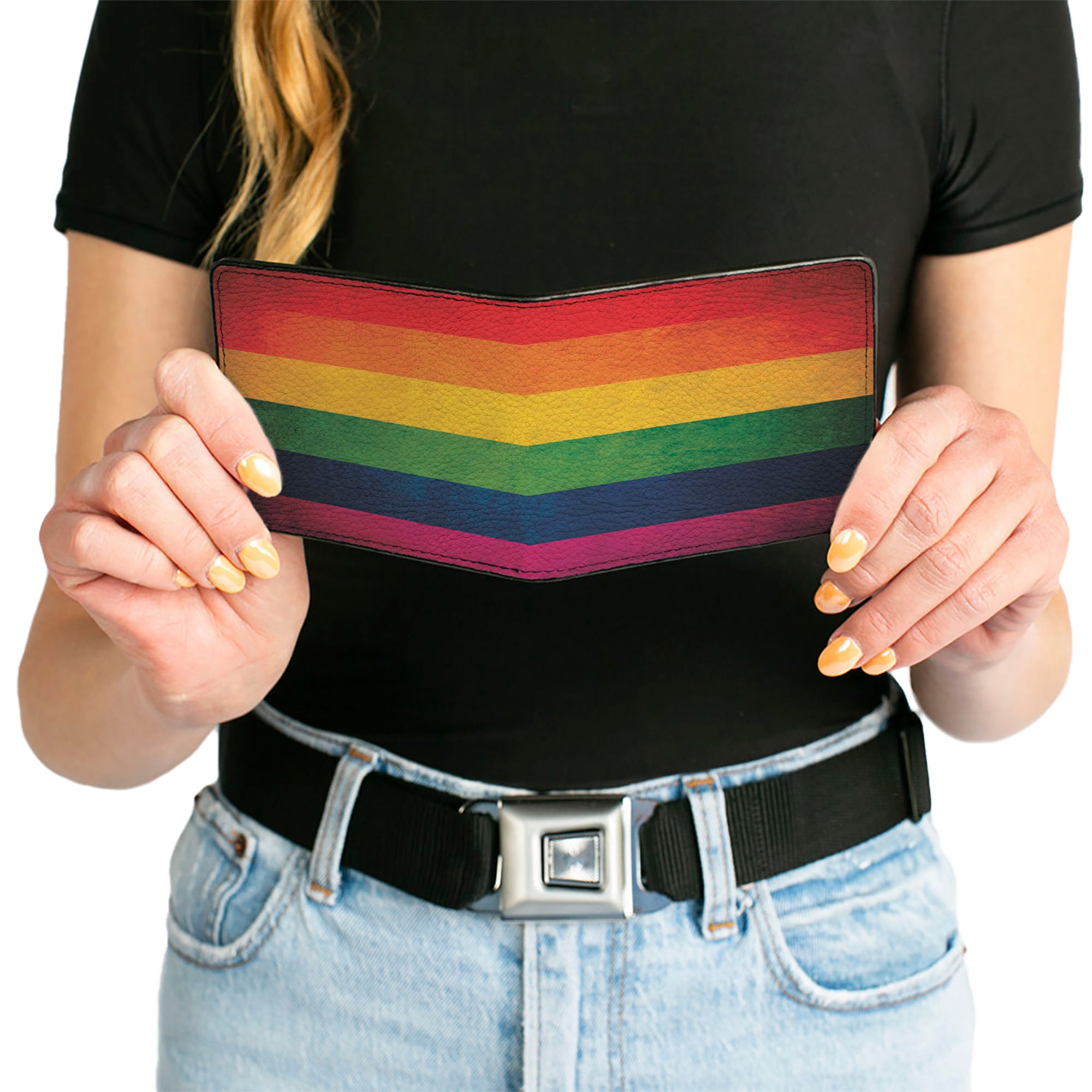 Bi-Fold Wallet - Flag Pride Distressed Rainbow
