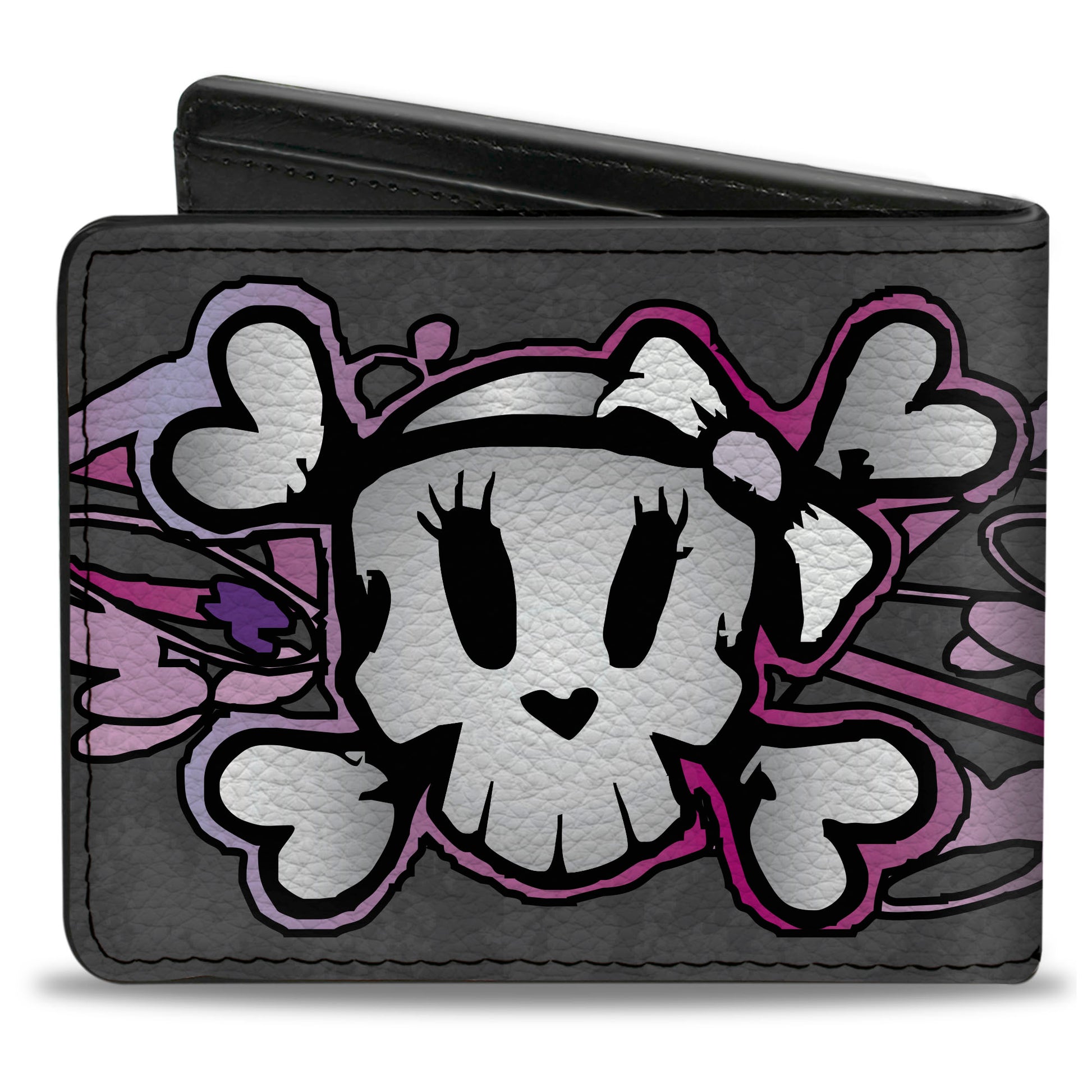 Bi-Fold Wallet - Girlie Skull Gray Bi-Fold Wallets Buckle-Down