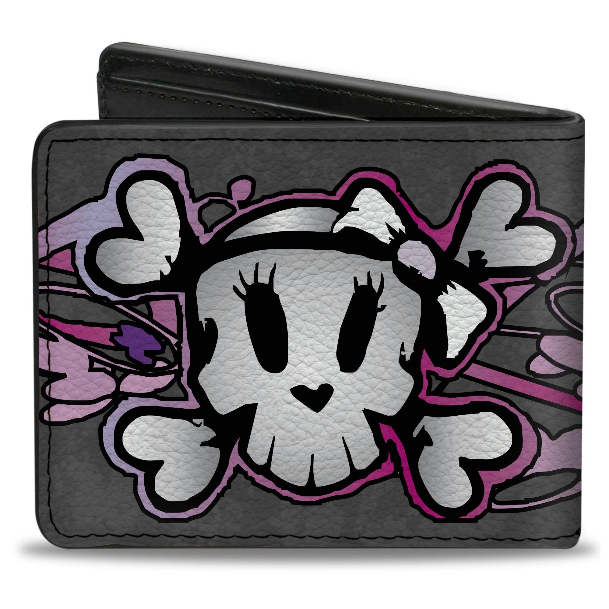 Bi-Fold Wallet - Girlie Skull Gray Bi-Fold Wallets Buckle-Down