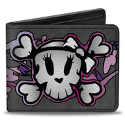 Bi-Fold Wallet - Girlie Skull Gray Bi-Fold Wallets Buckle-Down