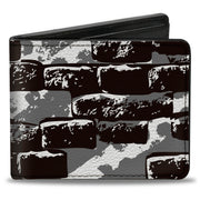 Bi-Fold Wallet - Grunge Bricks Black White Bi-Fold Wallets Buckle-Down