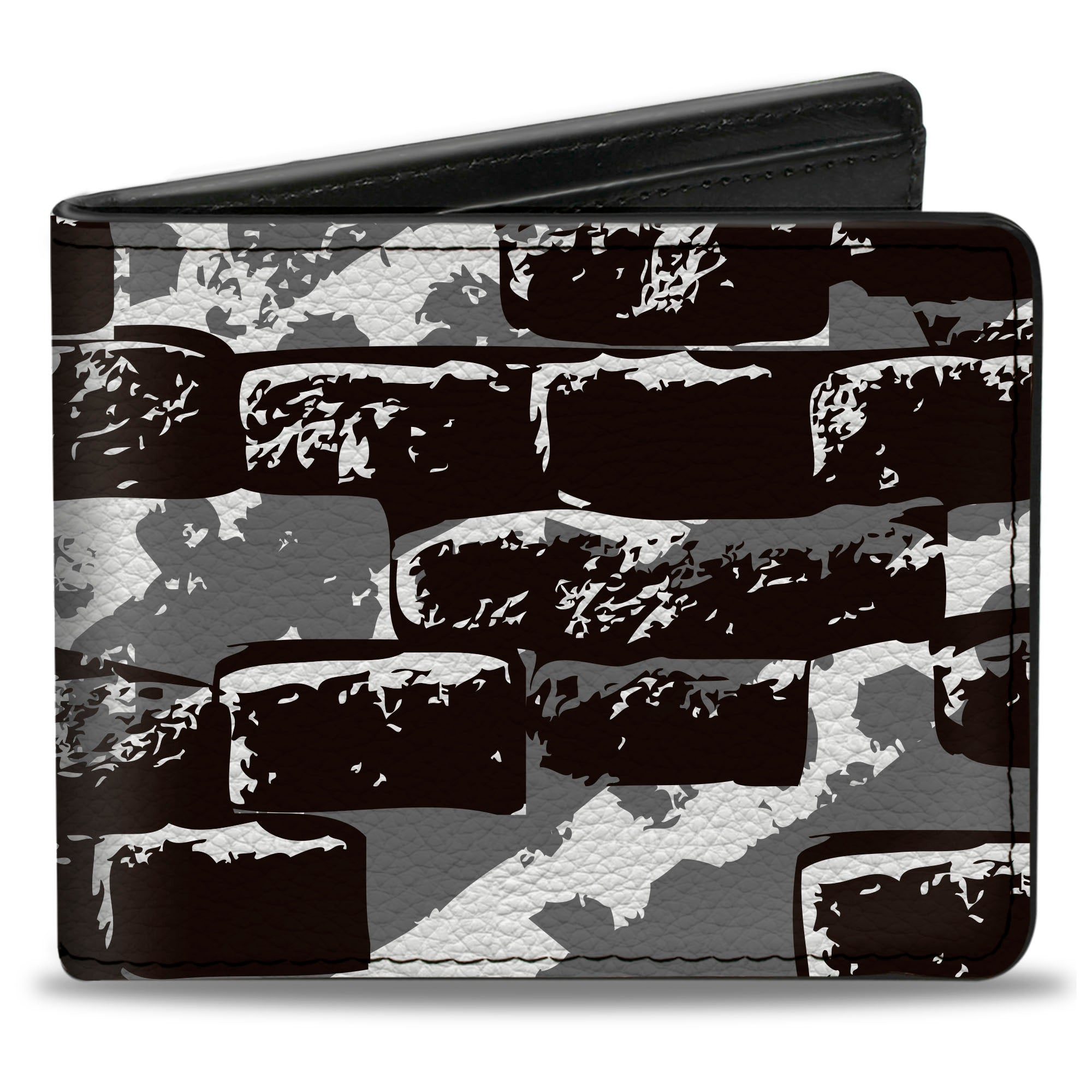 Bi-Fold Wallet - Grunge Bricks Black White Bi-Fold Wallets Buckle-Down