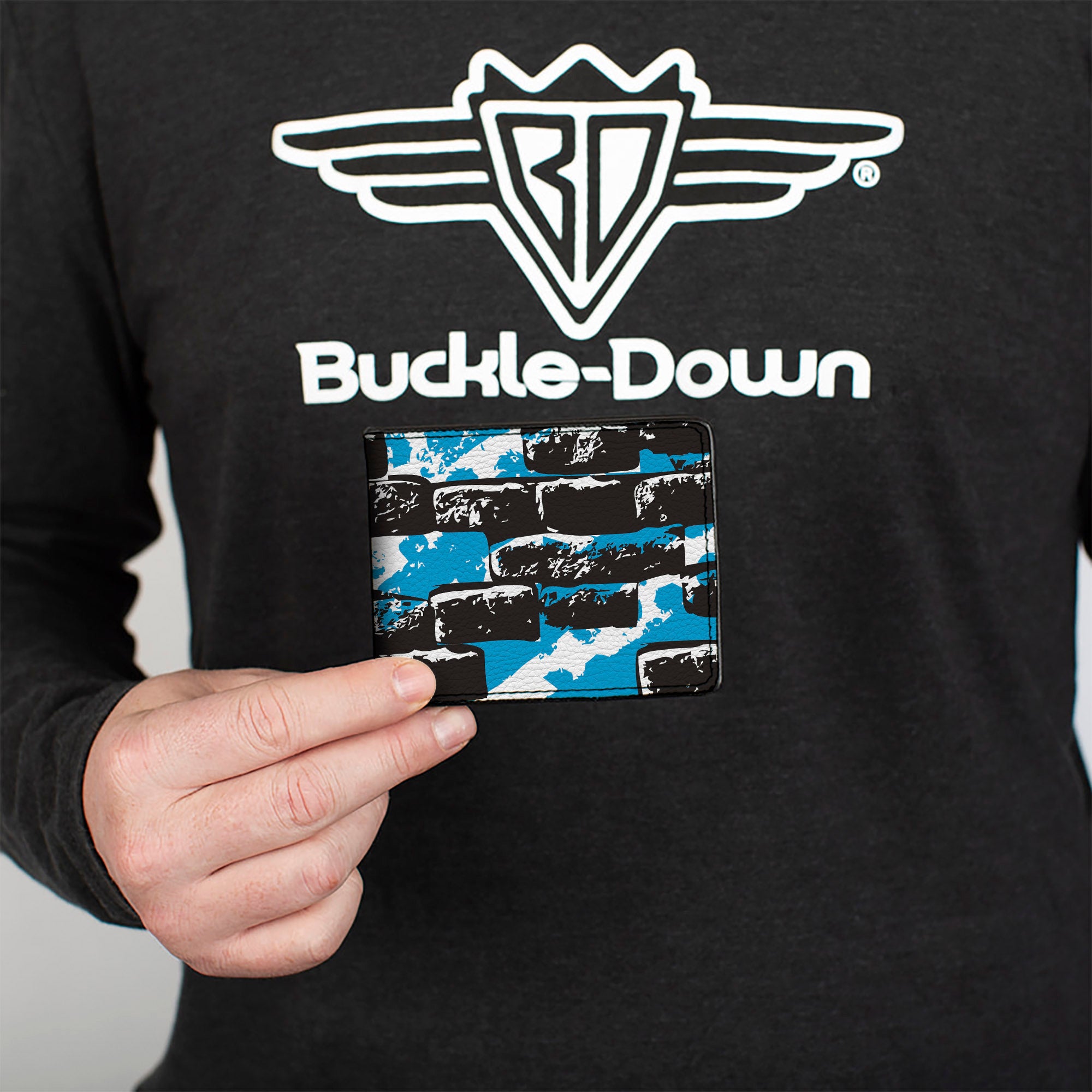 Bi-Fold Wallet - Grunge Bricks Blue Bi-Fold Wallets Buckle-Down