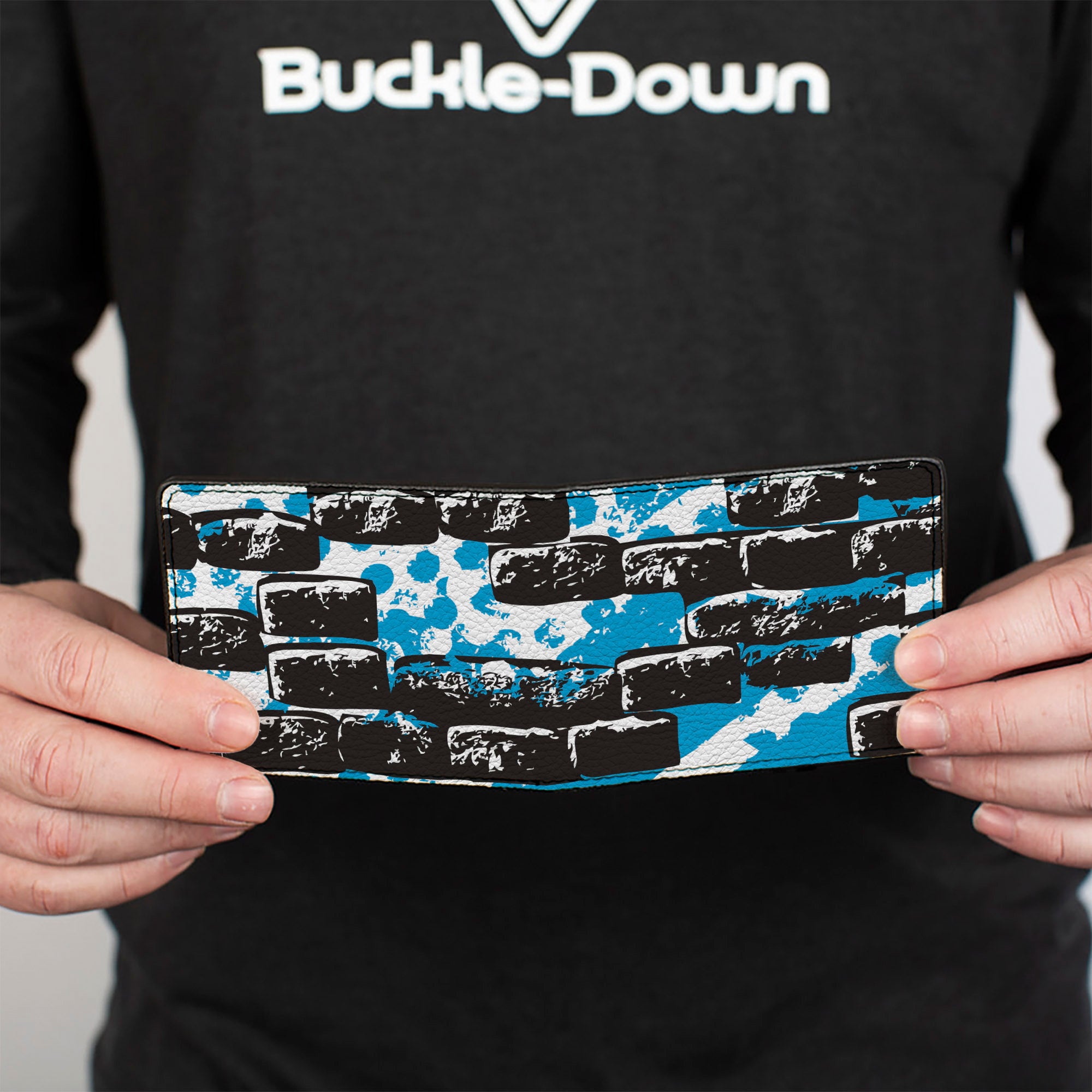 Bi-Fold Wallet - Grunge Bricks Blue Bi-Fold Wallets Buckle-Down