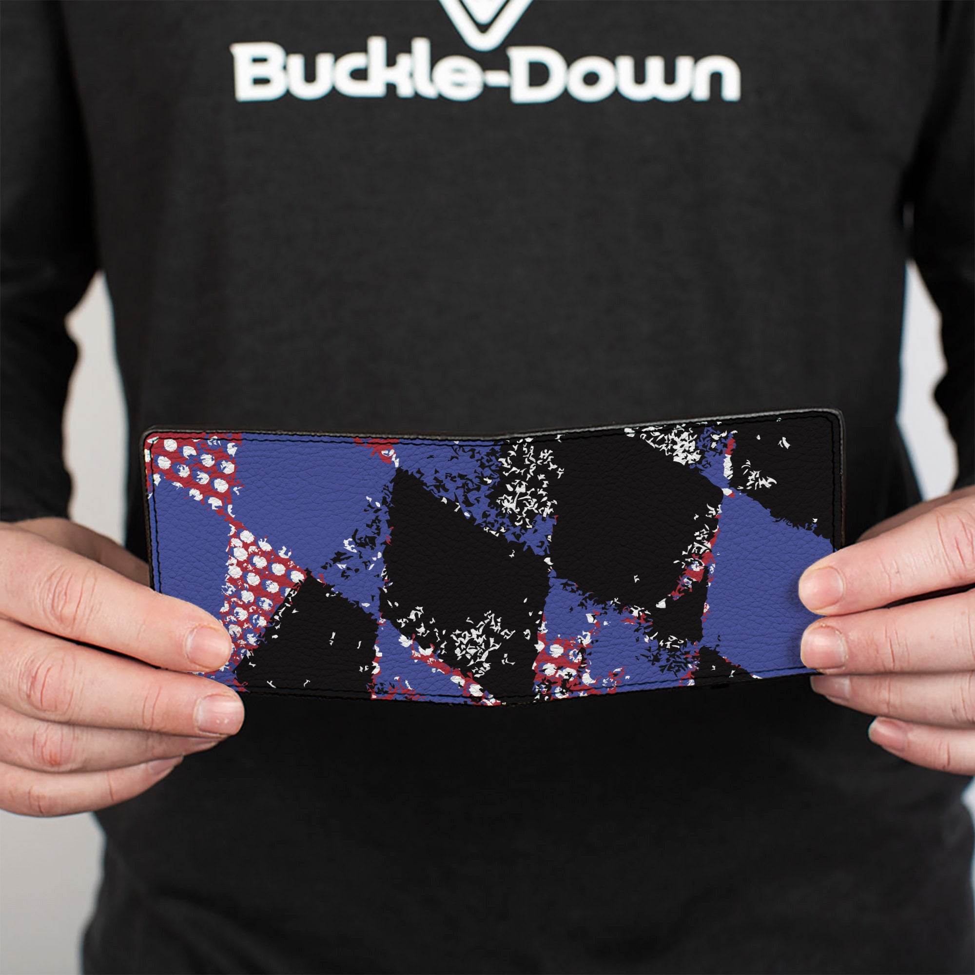 Bi-Fold Wallet - Grunge Checker Flag Blue Red Bi-Fold Wallets Buckle-Down